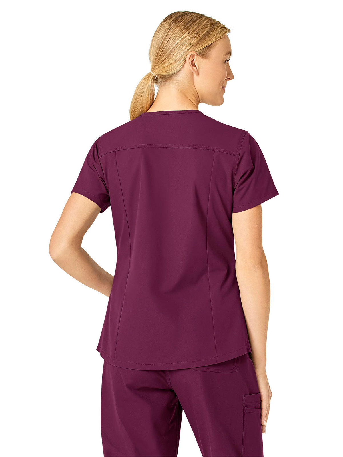 Women's Five-Pocket Modern Fit V-Neck Top - C12113 - Wine