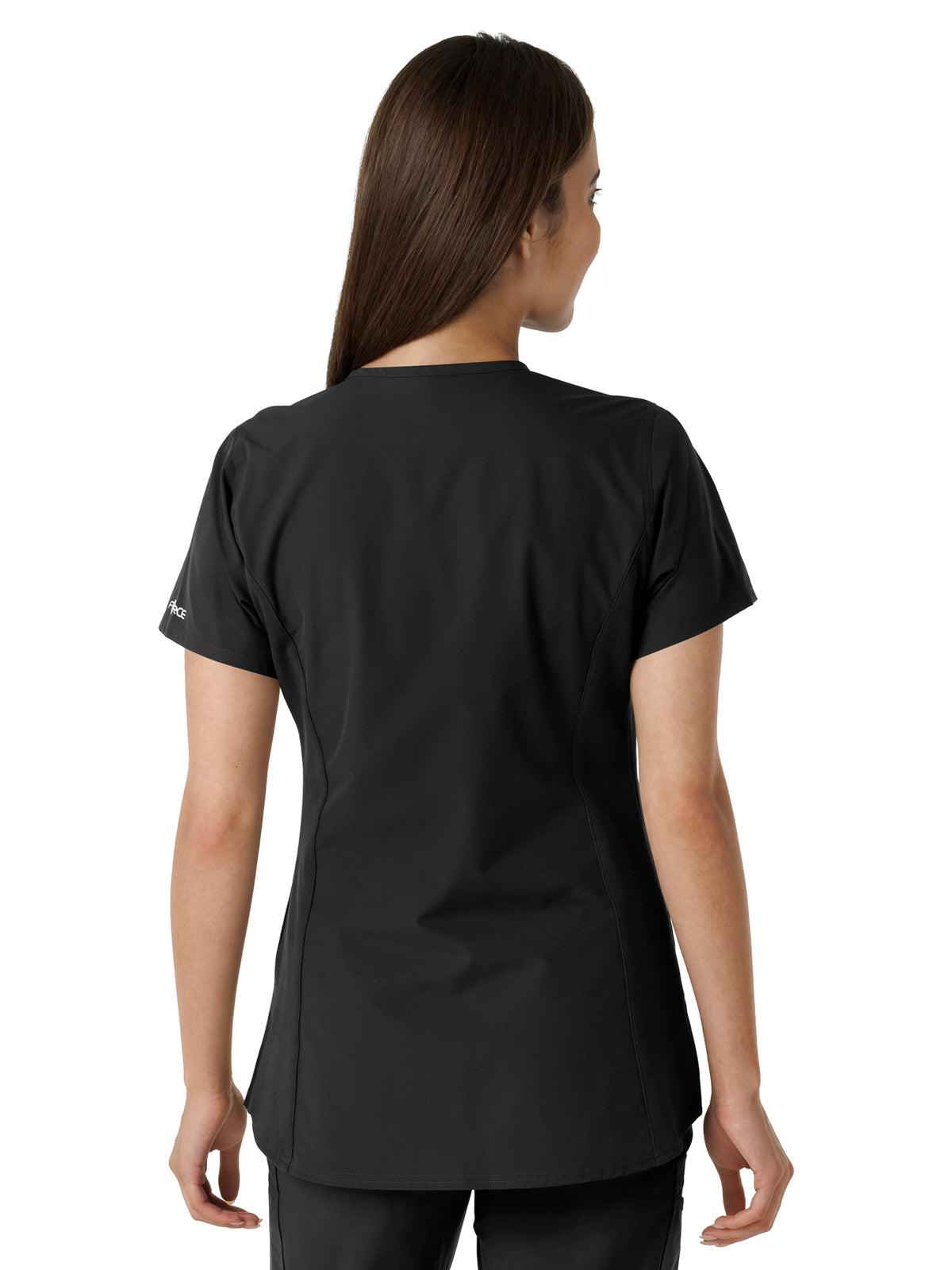 Women's Notch Neck Tunic Knit Panel Top - C12413 - Black