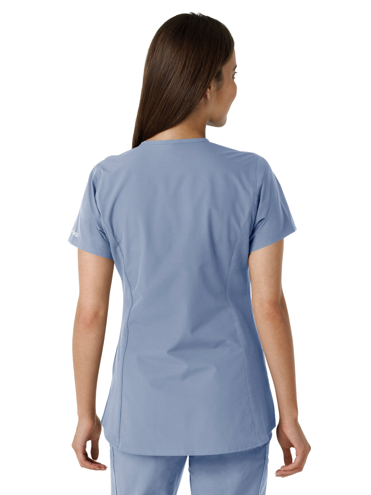 Women's Notch Neck Tunic Knit Panel Top - C12413 - Ceil Blue