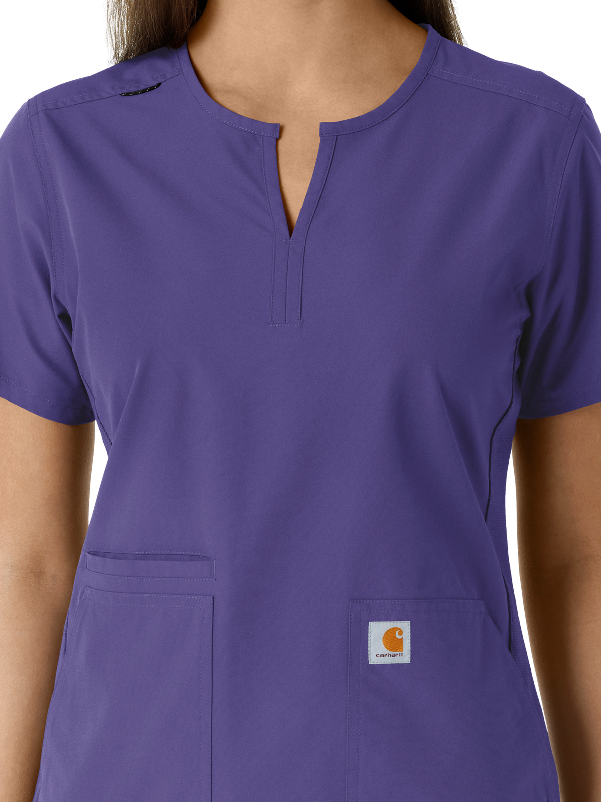 Women's Notch Neck Tunic Knit Panel Top - C12413 - Grape