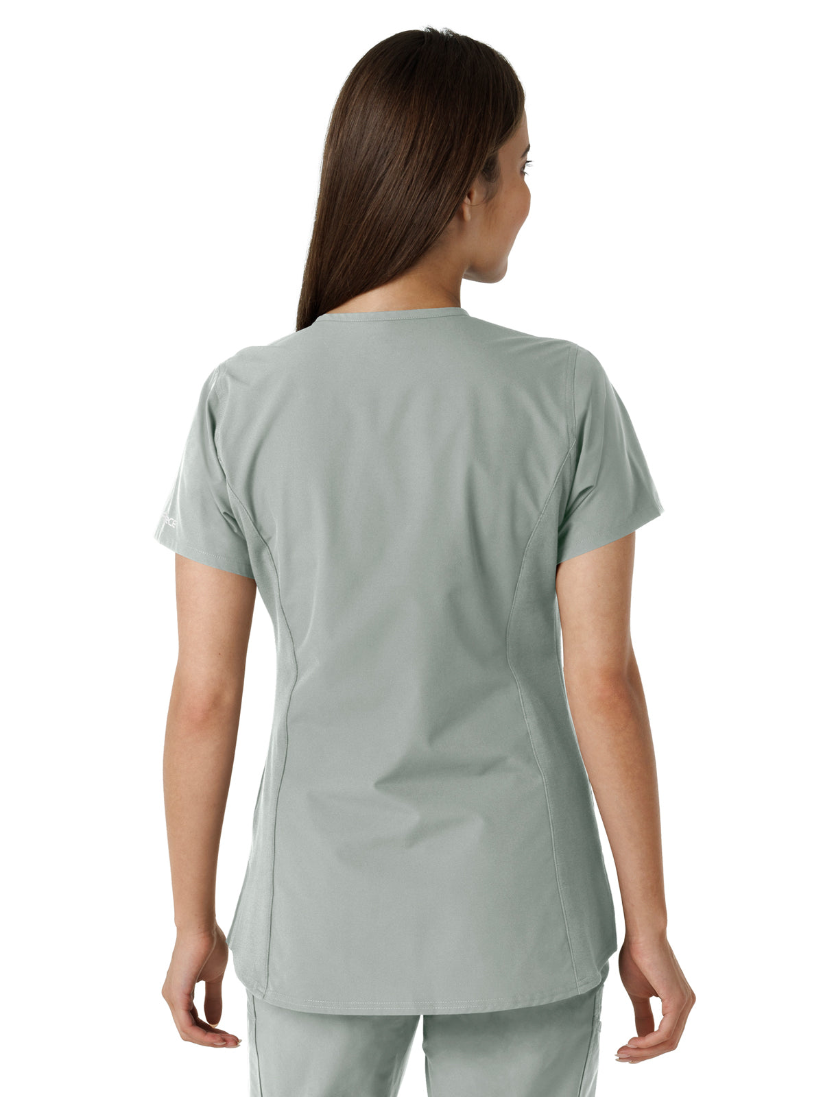 Women's Notch Neck Tunic Knit Panel Top - C12413 - Grey