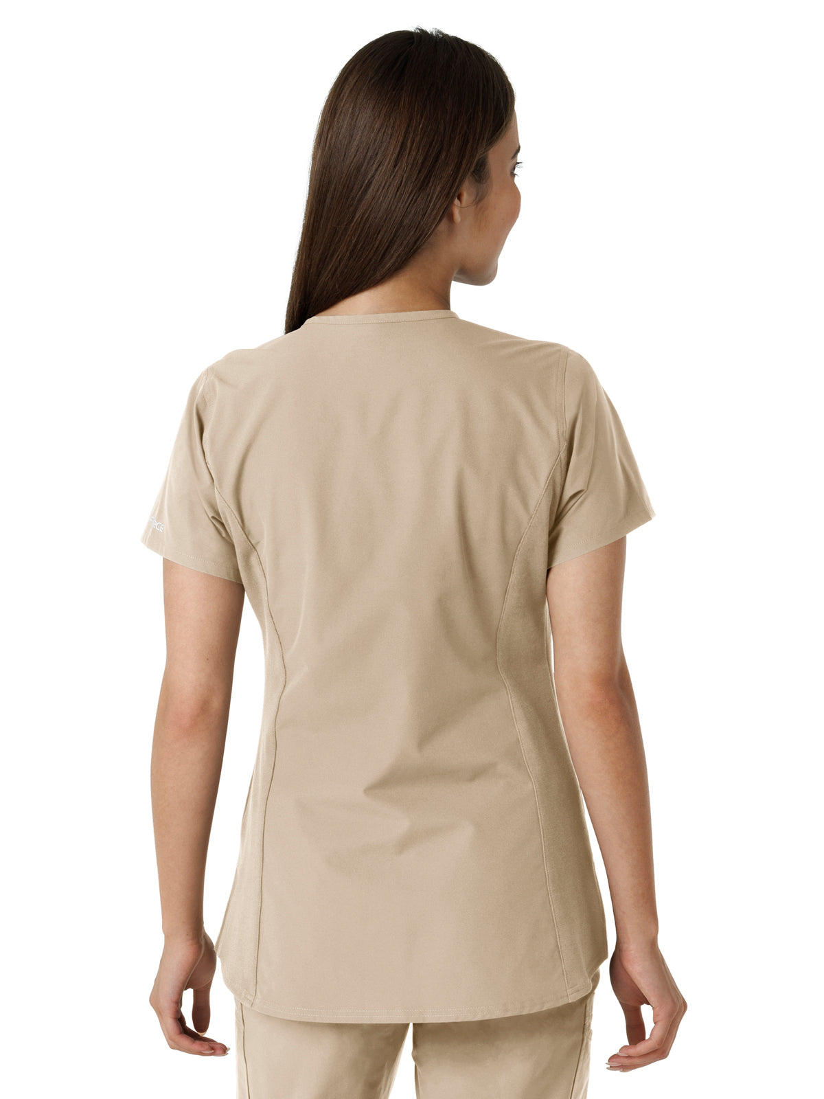 Women's Notch Neck Tunic Knit Panel Top - C12413 - Khaki