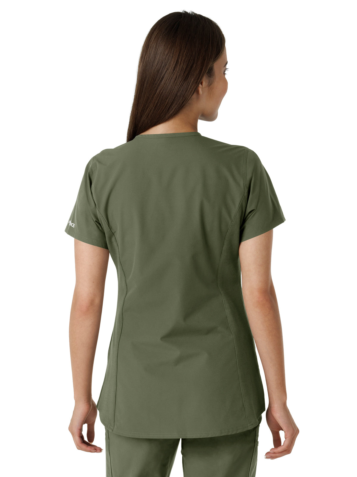Women's Notch Neck Tunic Knit Panel Top - C12413 - Olive