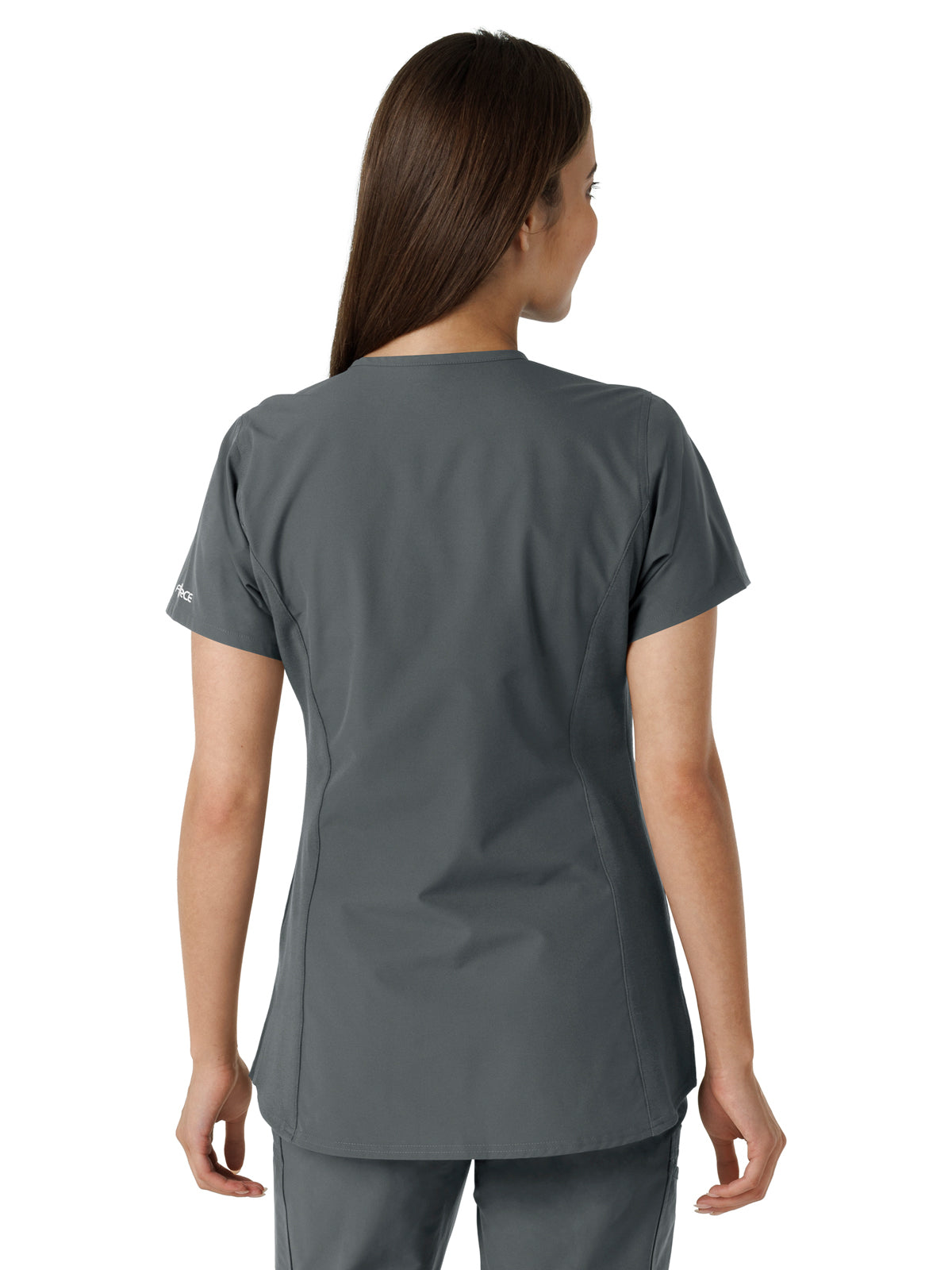 Women's Notch Neck Tunic Knit Panel Top - C12413 - Pewter