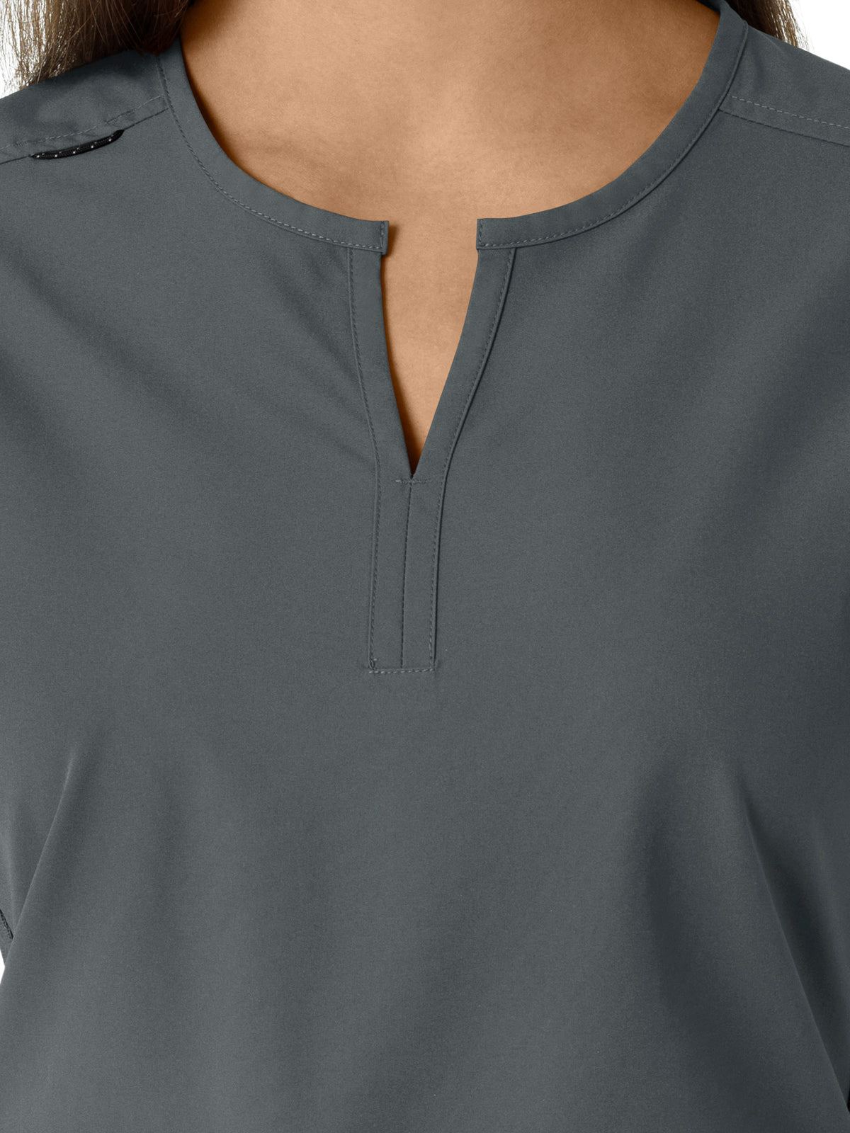 Women's Notch Neck Tunic Knit Panel Top - C12413 - Pewter
