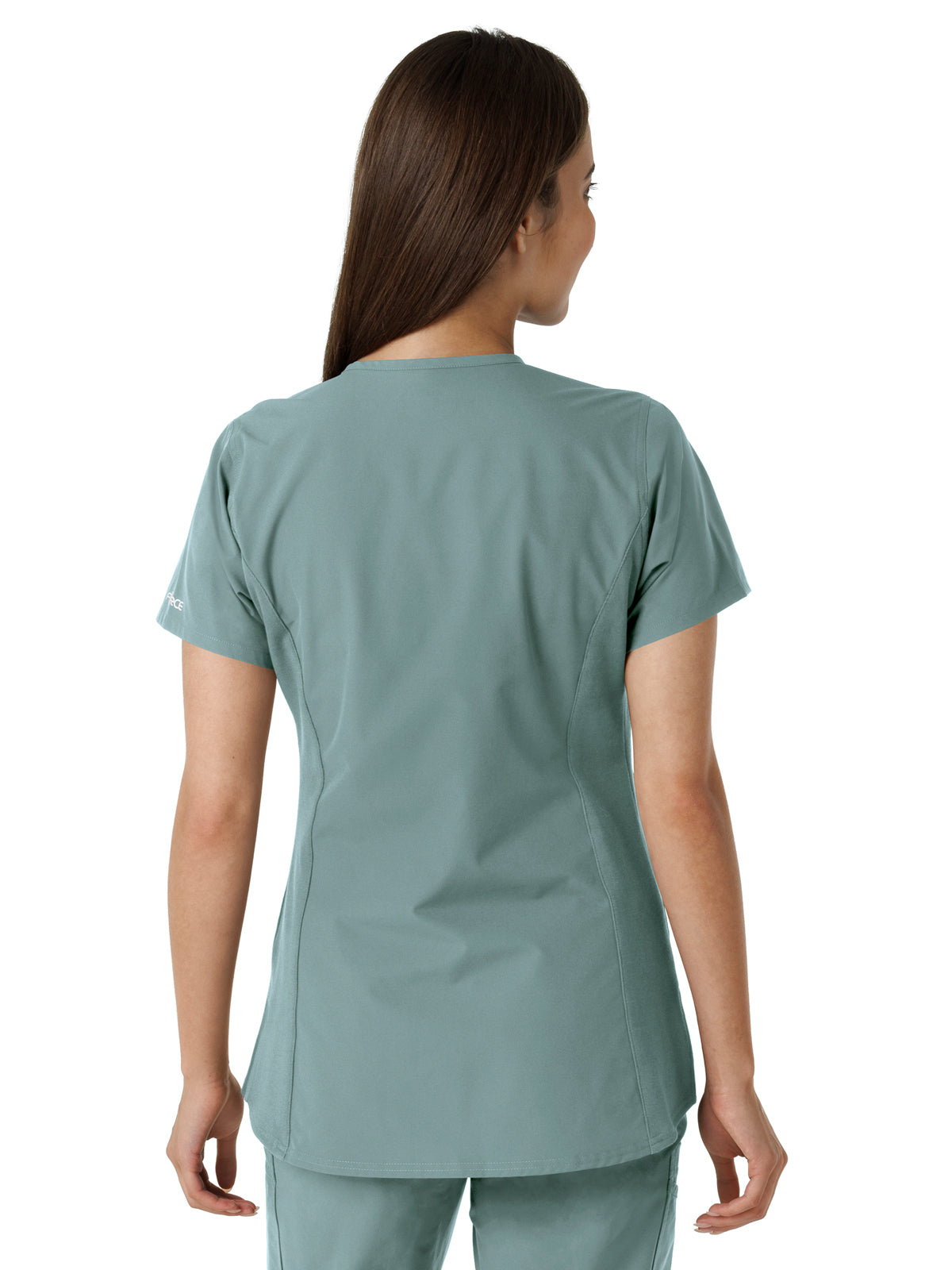 Women's Notch Neck Tunic Knit Panel Top - C12413 - Summer Blue