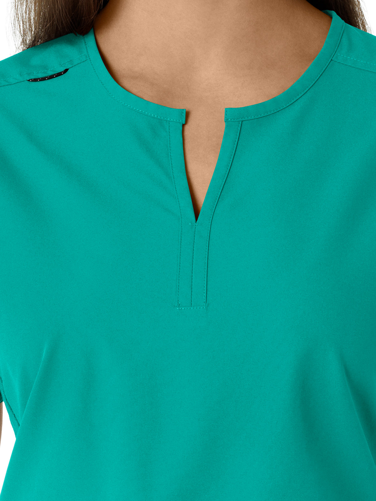 Women's Notch Neck Tunic Knit Panel Top - C12413 - Teal