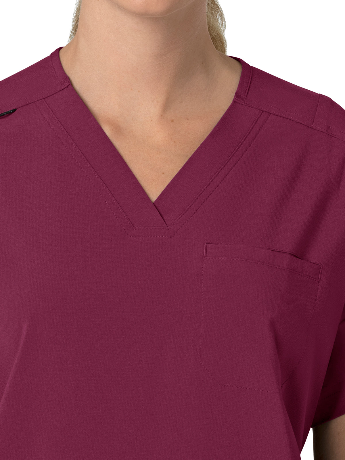 Women's Four-Pocket Oversized V-Neck Top - C13110 - Wine