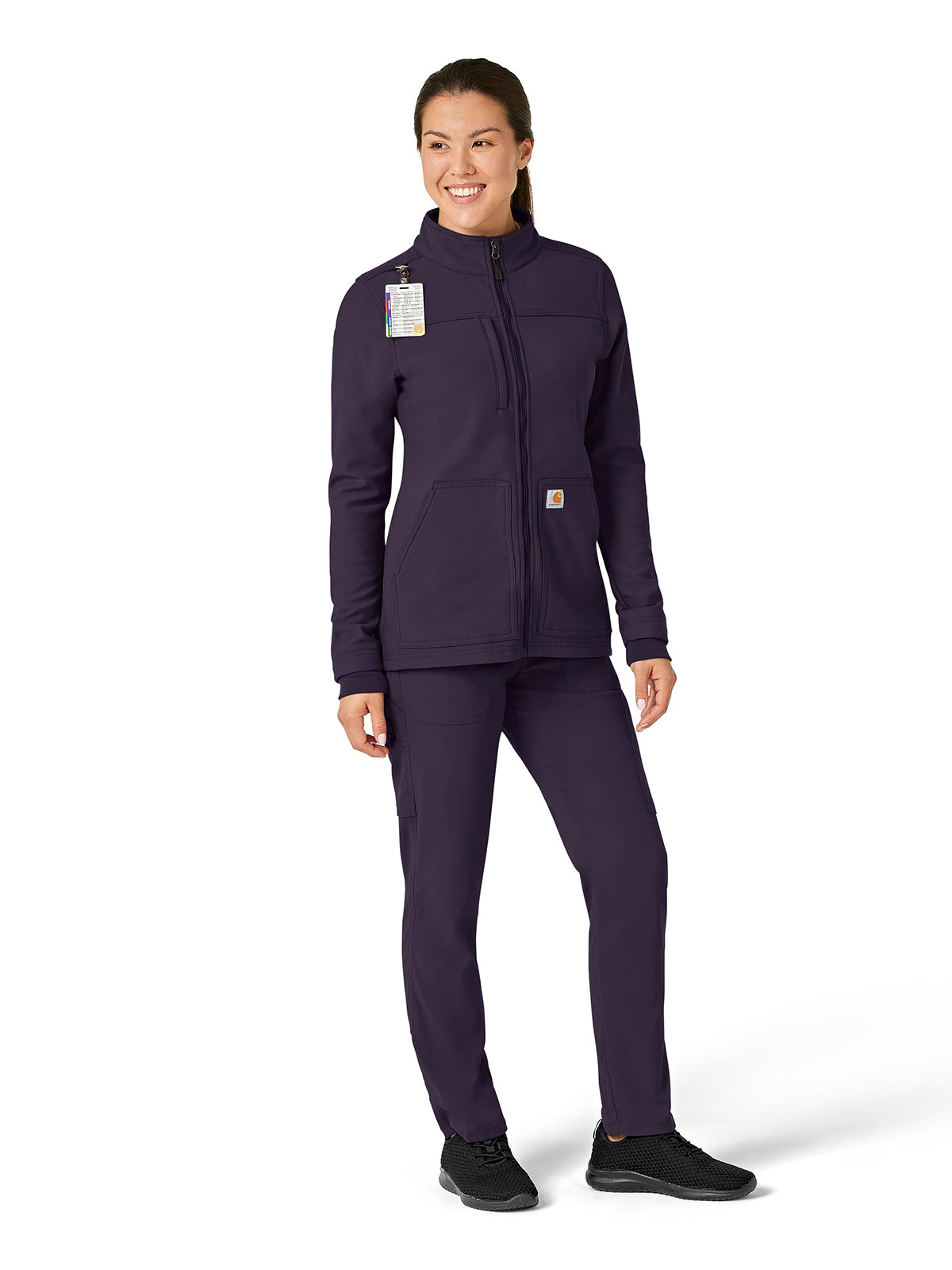 Women's Three-Pocket Bonded Fleece Jacket - C81023 - Black Plum