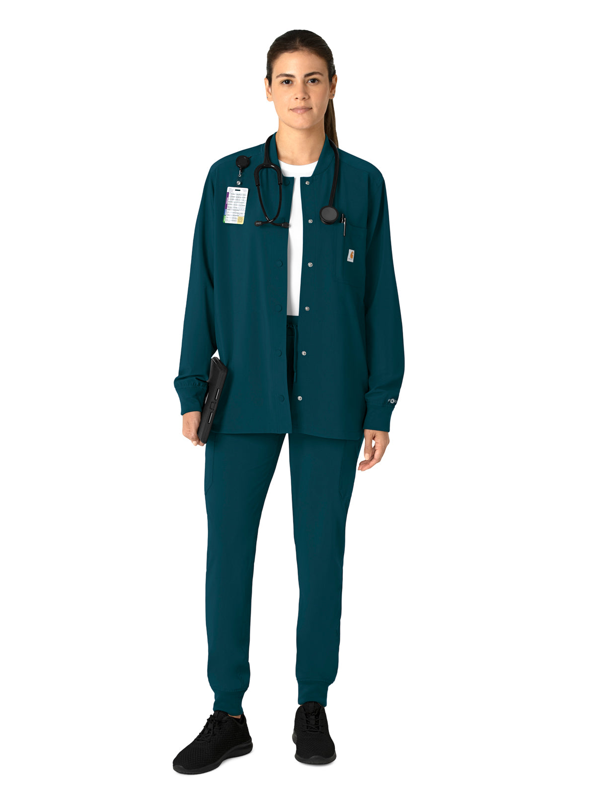 Women's Four-Pocket Modern Fit Shirt Jacket - C82210 - Caribbean