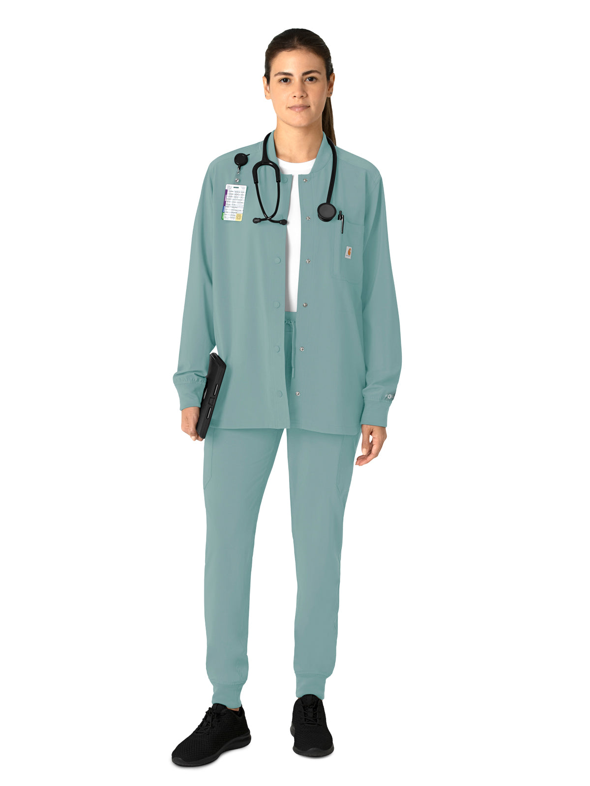 Women's Four-Pocket Modern Fit Shirt Jacket - C82210 - Summer Blue