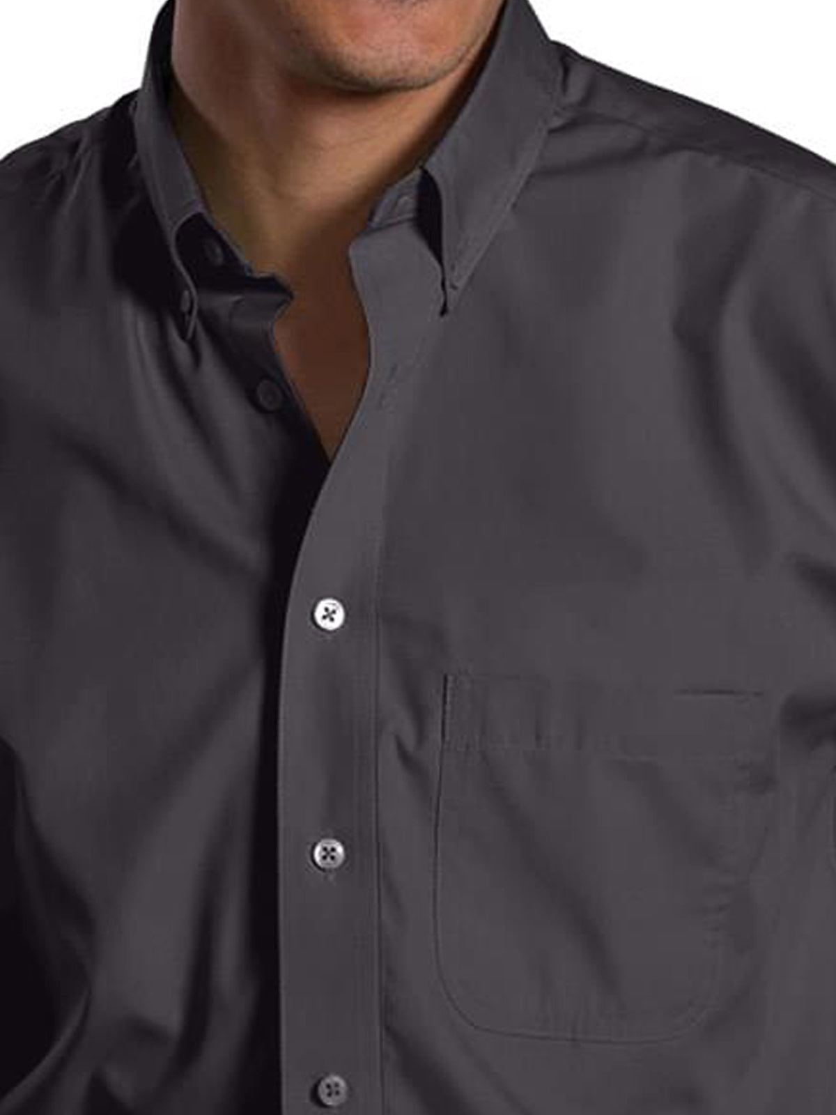 Men's Lightweight Long Sleeve Poplin Shirt - 1295 - Steel Grey