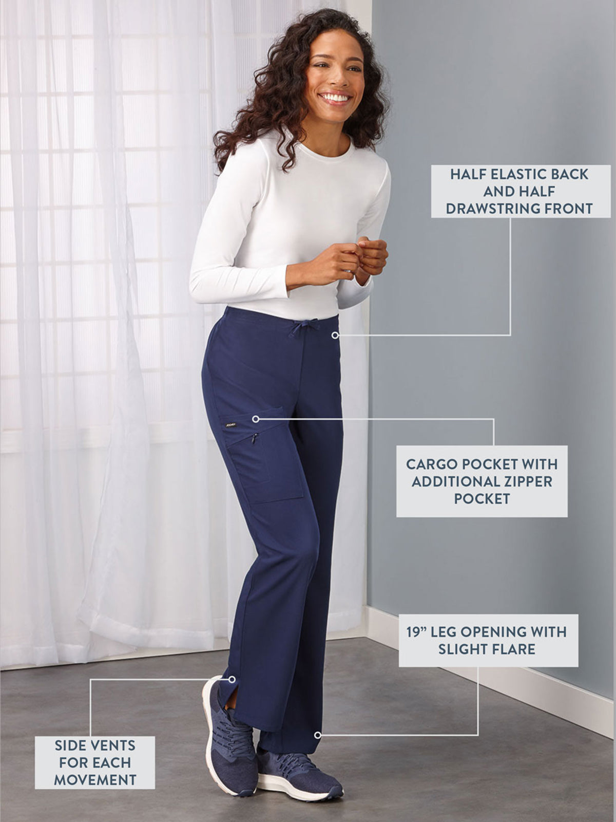 Women's 2-Pocket Elastic Waist Pant - 2249 - New Navy