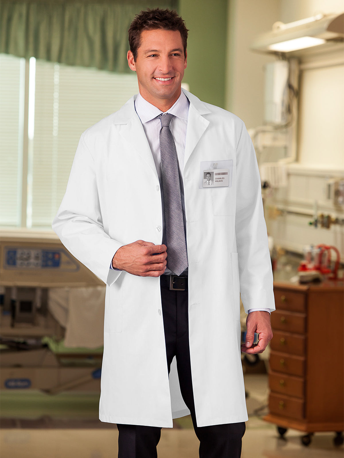 Unisex Four-Pocket 40" Full-Length Classic Lab Coat - 6116 - White
