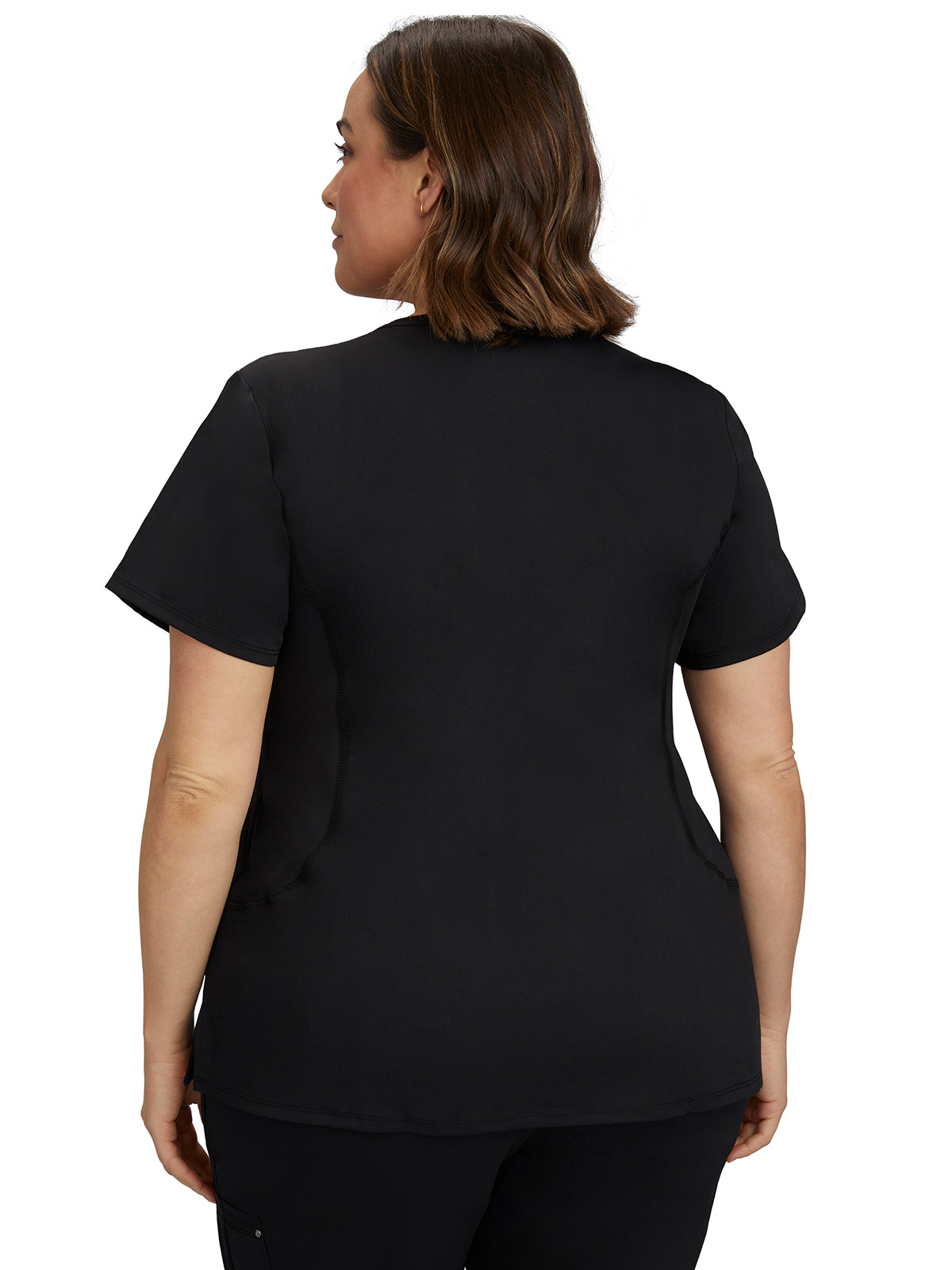Women's 2-Pocket Juliet Stylish V-Neck Top - 2245 - Black
