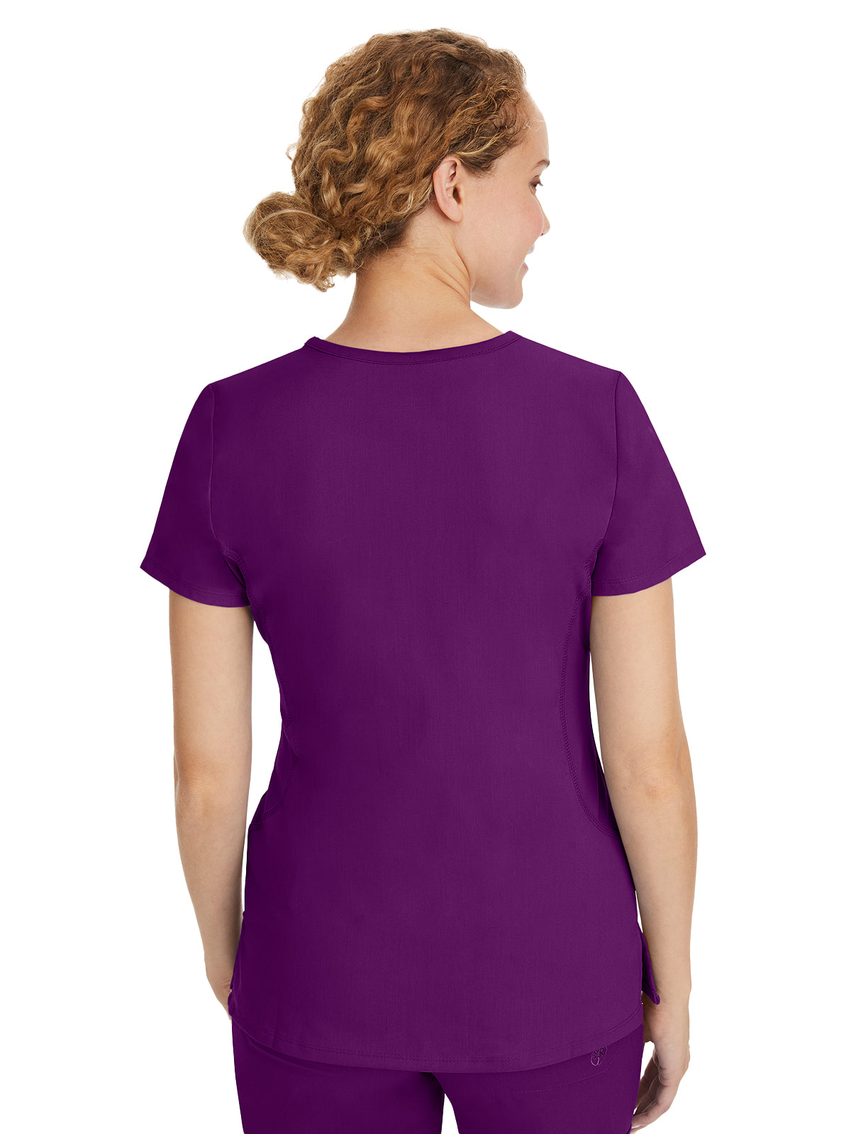Women's 2-Pocket Juliet Stylish V-Neck Top - 2245 - Eggplant