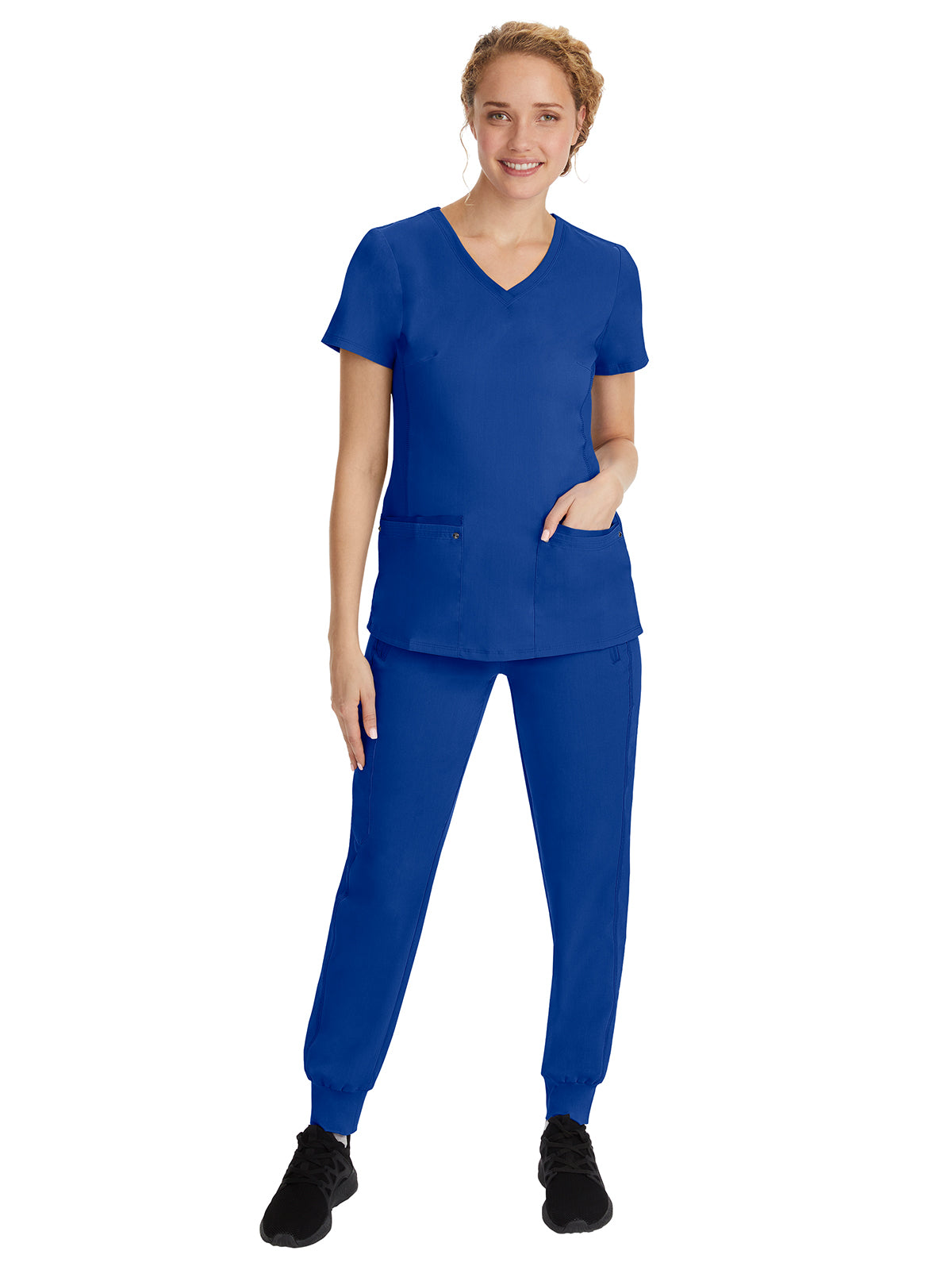 Women's 2-Pocket Juliet Stylish V-Neck Top - 2245 - Galaxy Blue
