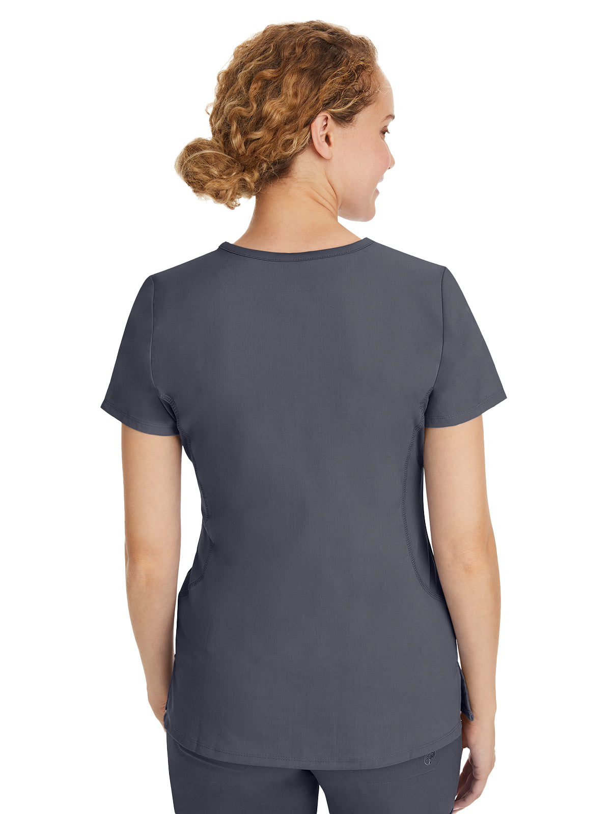 Women's 2-Pocket Juliet Stylish V-Neck Top - 2245 - Pewter