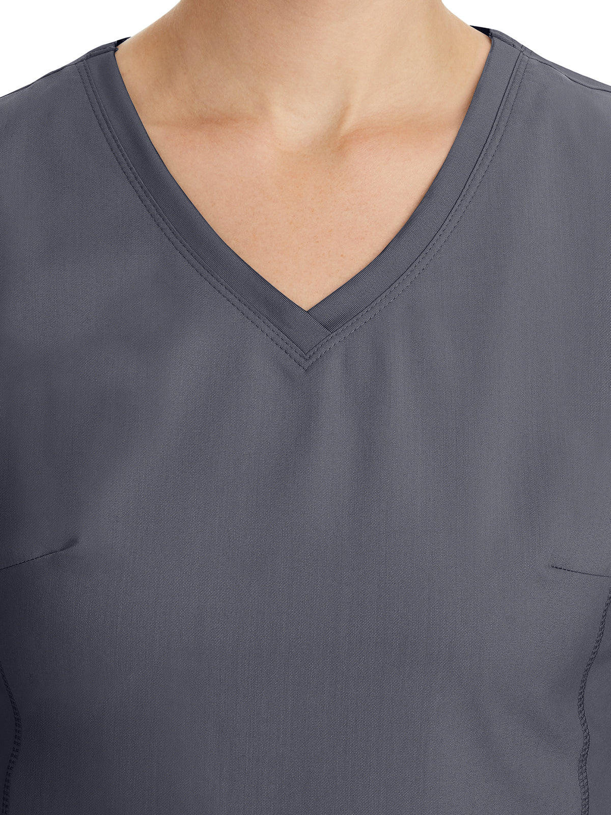 Women's 2-Pocket Juliet Stylish V-Neck Top - 2245 - Pewter
