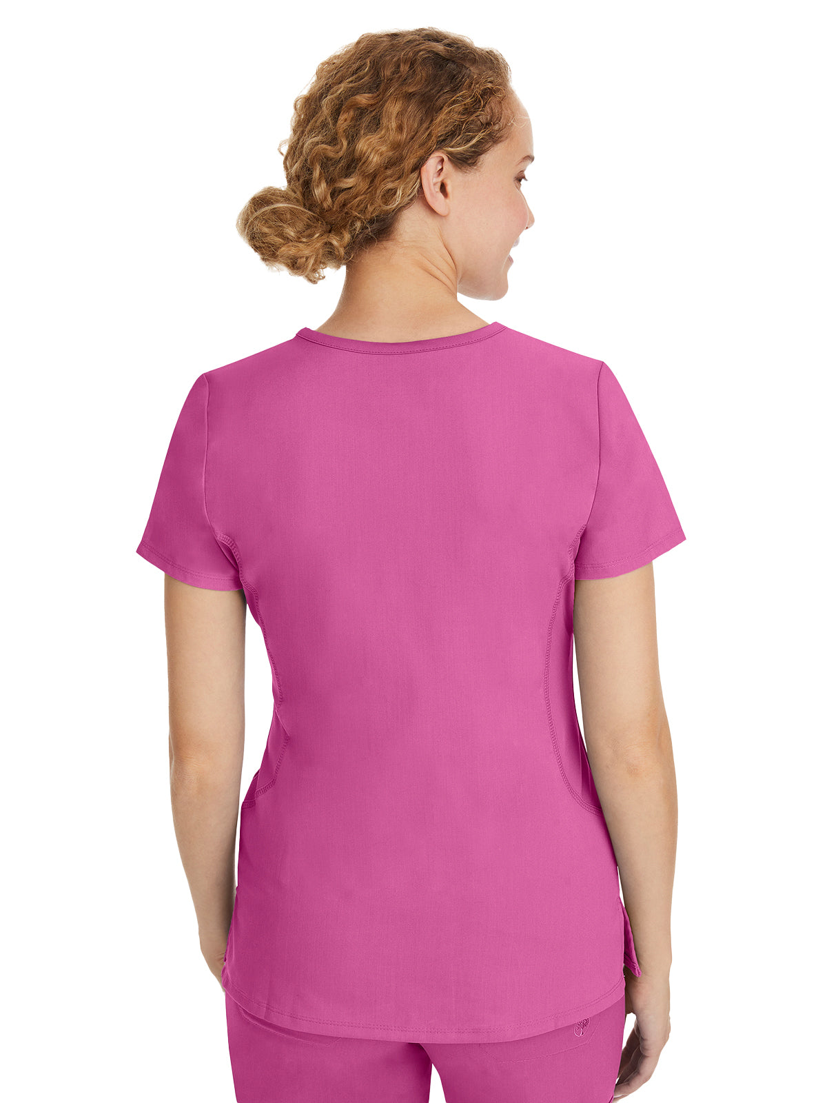 Women's 2-Pocket Juliet Stylish V-Neck Top - 2245 - Shocking Pink