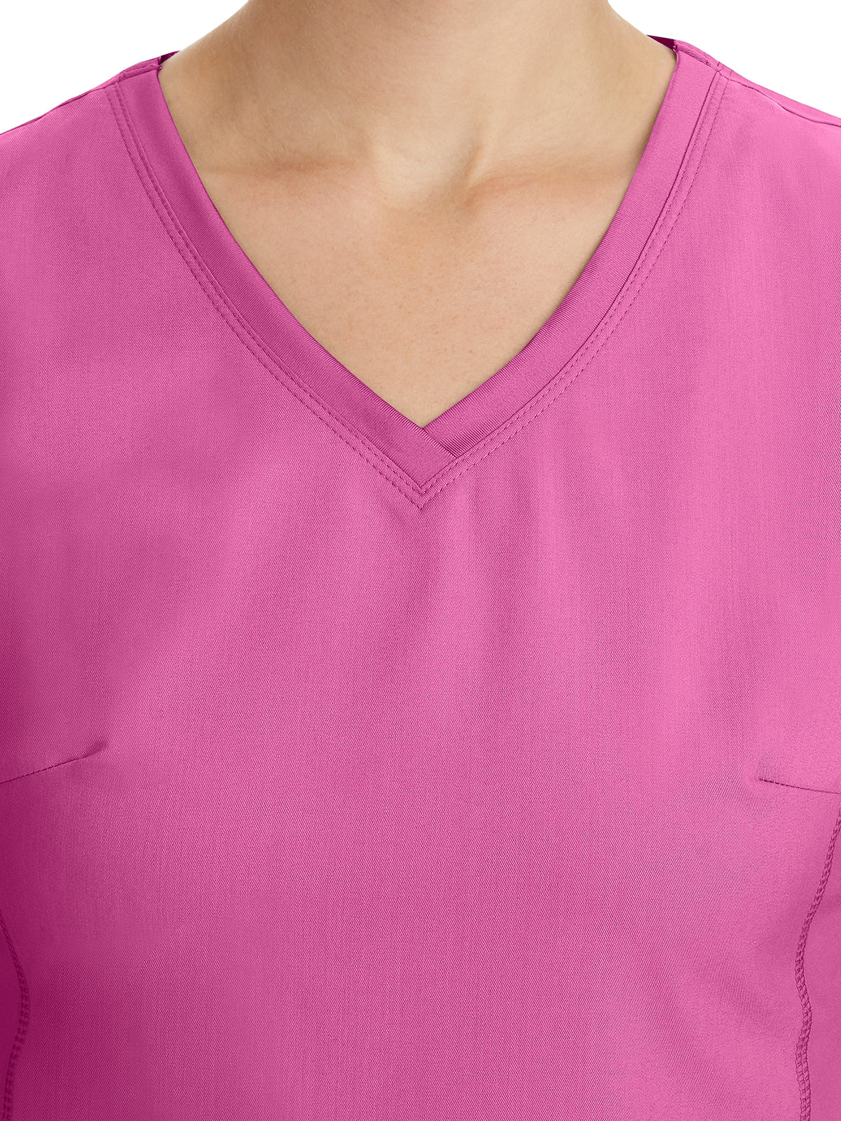 Women's 2-Pocket Juliet Stylish V-Neck Top - 2245 - Shocking Pink