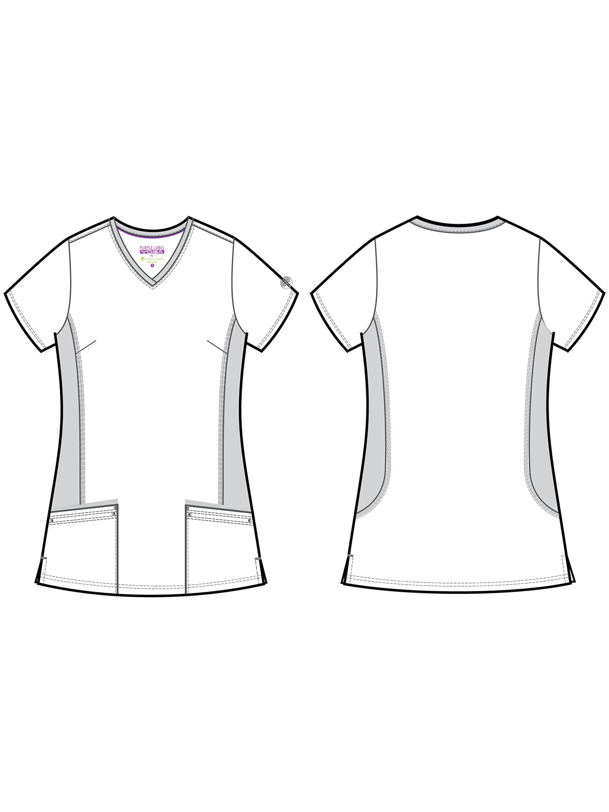 Women's 2-Pocket Juliet Stylish V-Neck Top - 2245 - Pewter