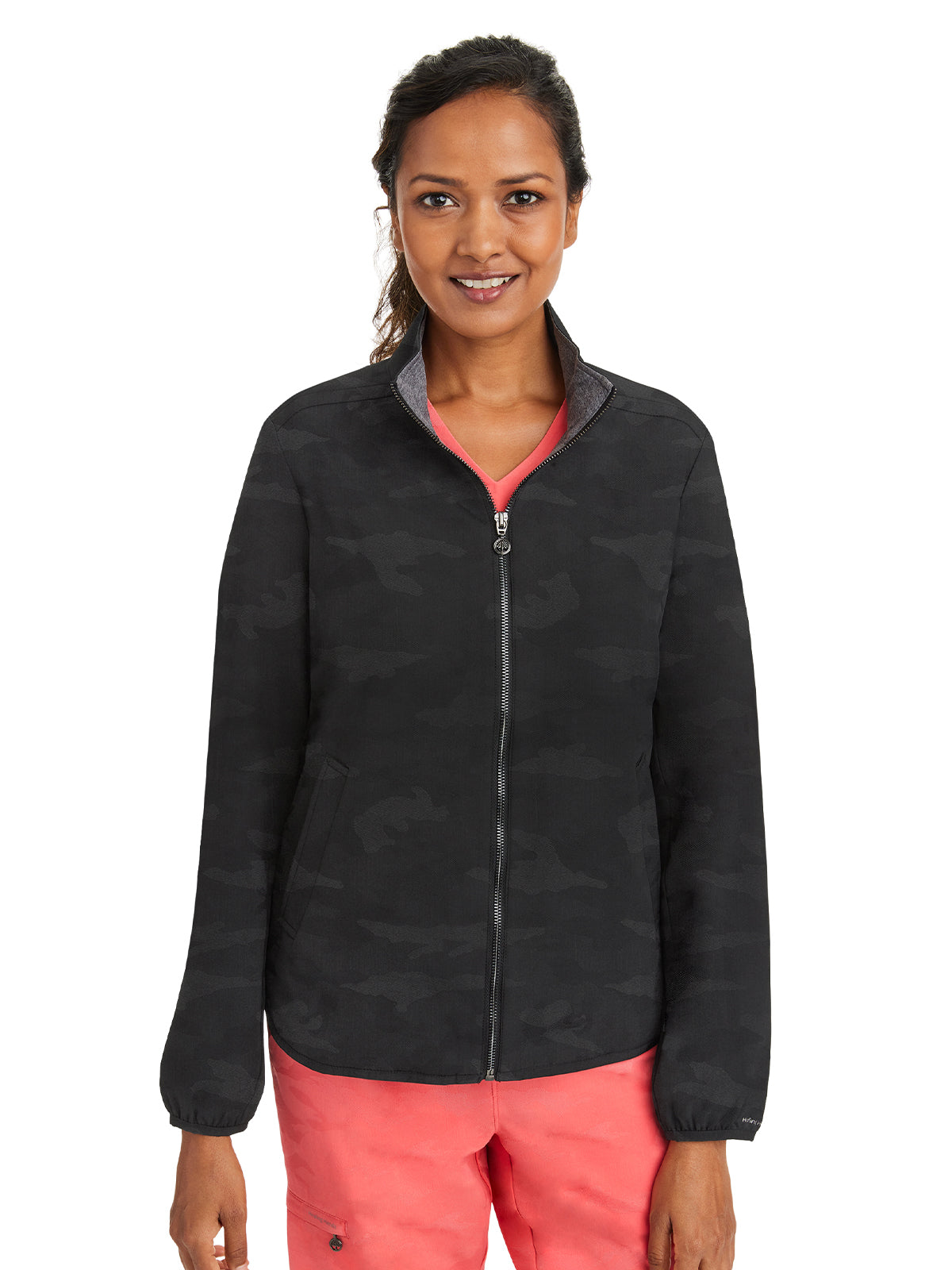 Women's 3-Pocket Destini Camo Zipper Front Jacket - 5030 - Black