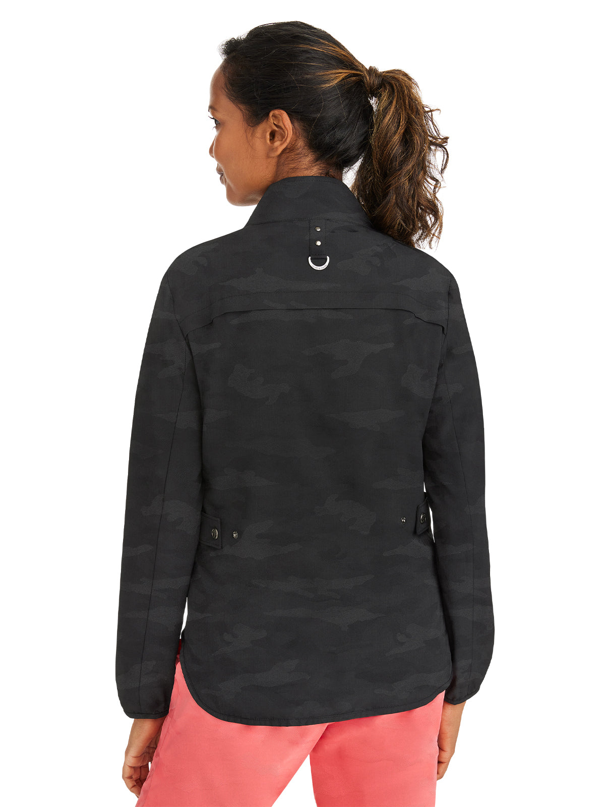 Women's 3-Pocket Destini Camo Zipper Front Jacket - 5030 - Black