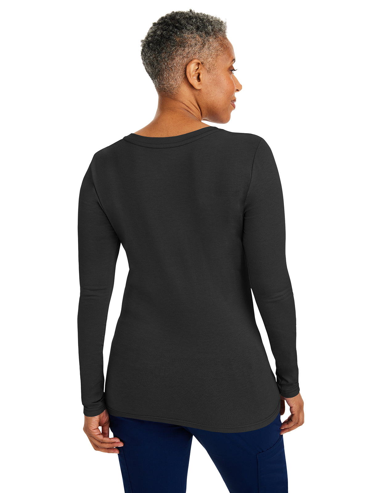 Women's Pocketless Melissa Long Sleeve Underscrub Tee - 5047 - Black