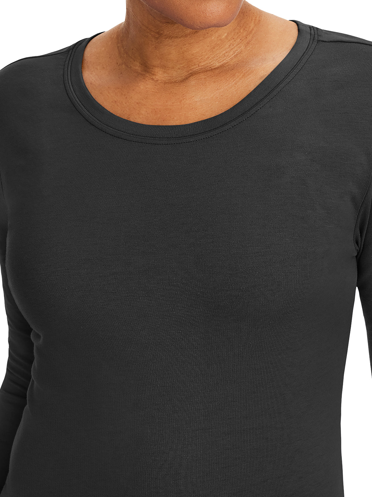 Women's Pocketless Melissa Long Sleeve Underscrub Tee - 5047 - Black