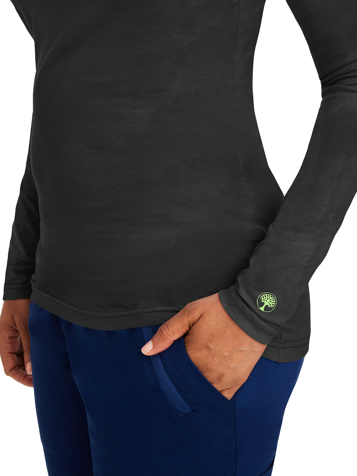 Women's Pocketless Melissa Long Sleeve Underscrub Tee - 5047 - Black