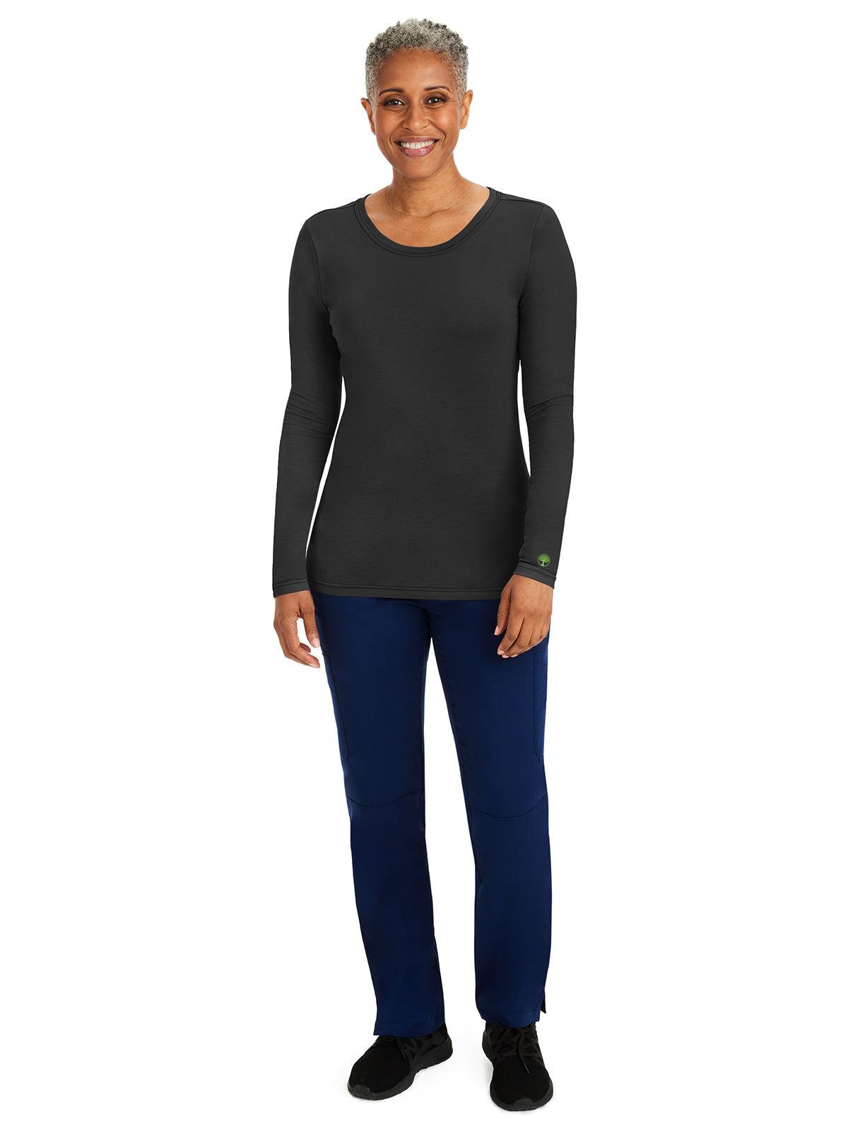 Women's Pocketless Melissa Long Sleeve Underscrub Tee - 5047 - Black