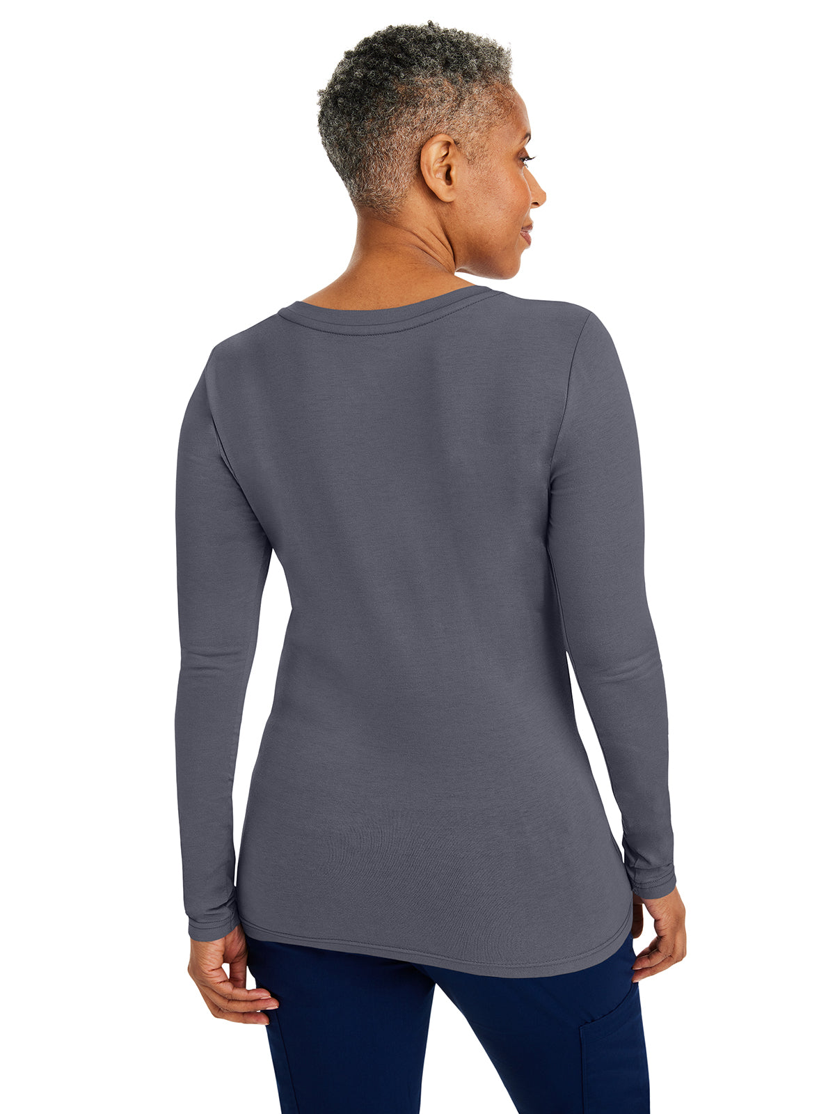 Women's Pocketless Melissa Long Sleeve Underscrub Tee - 5047 - Pewter