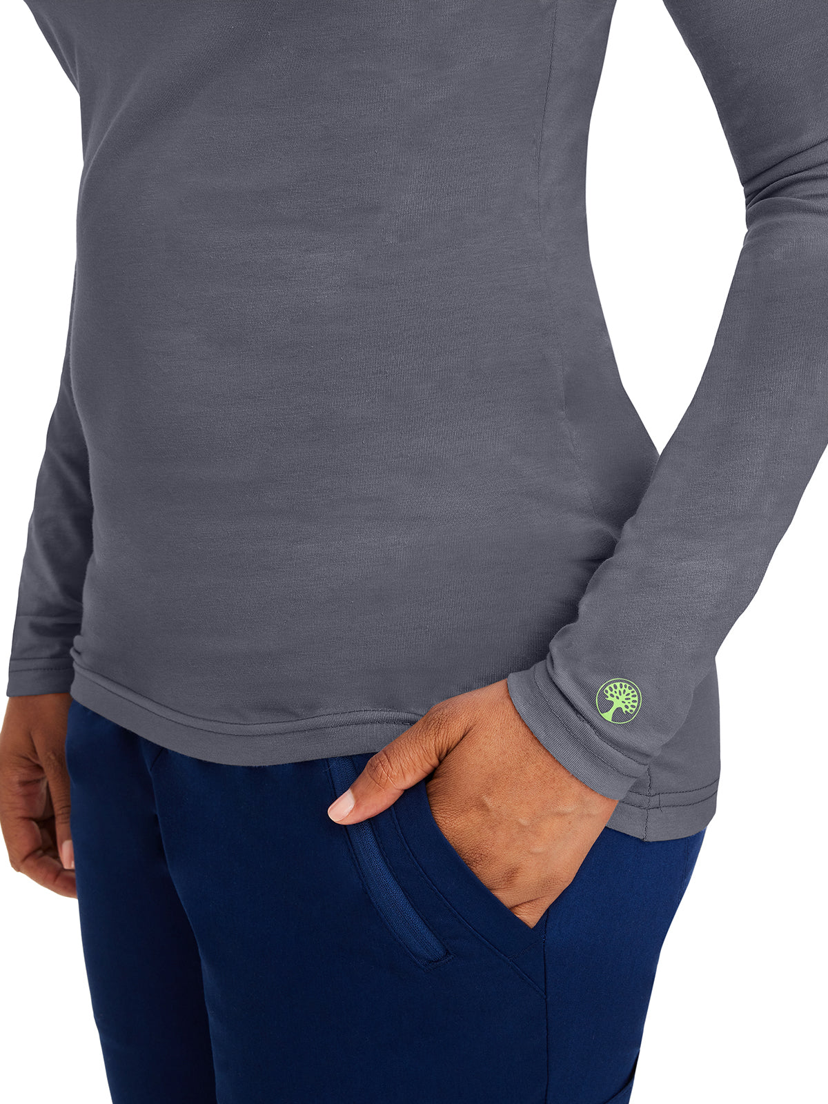 Women's Pocketless Melissa Long Sleeve Underscrub Tee - 5047 - Pewter
