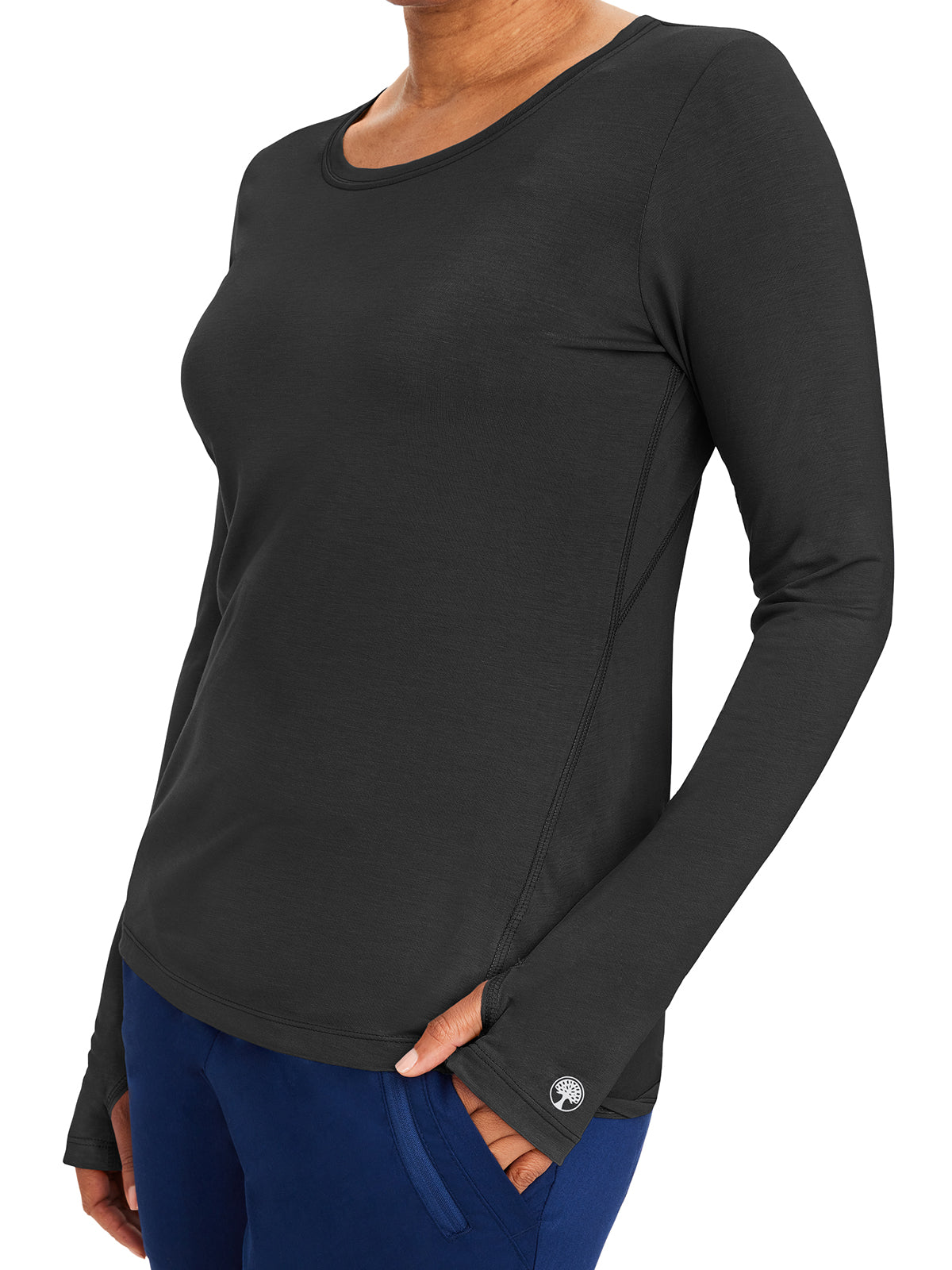 Women's Pocketless Mackenzie Crew Neck Underscrub Tee - 5051 - Black