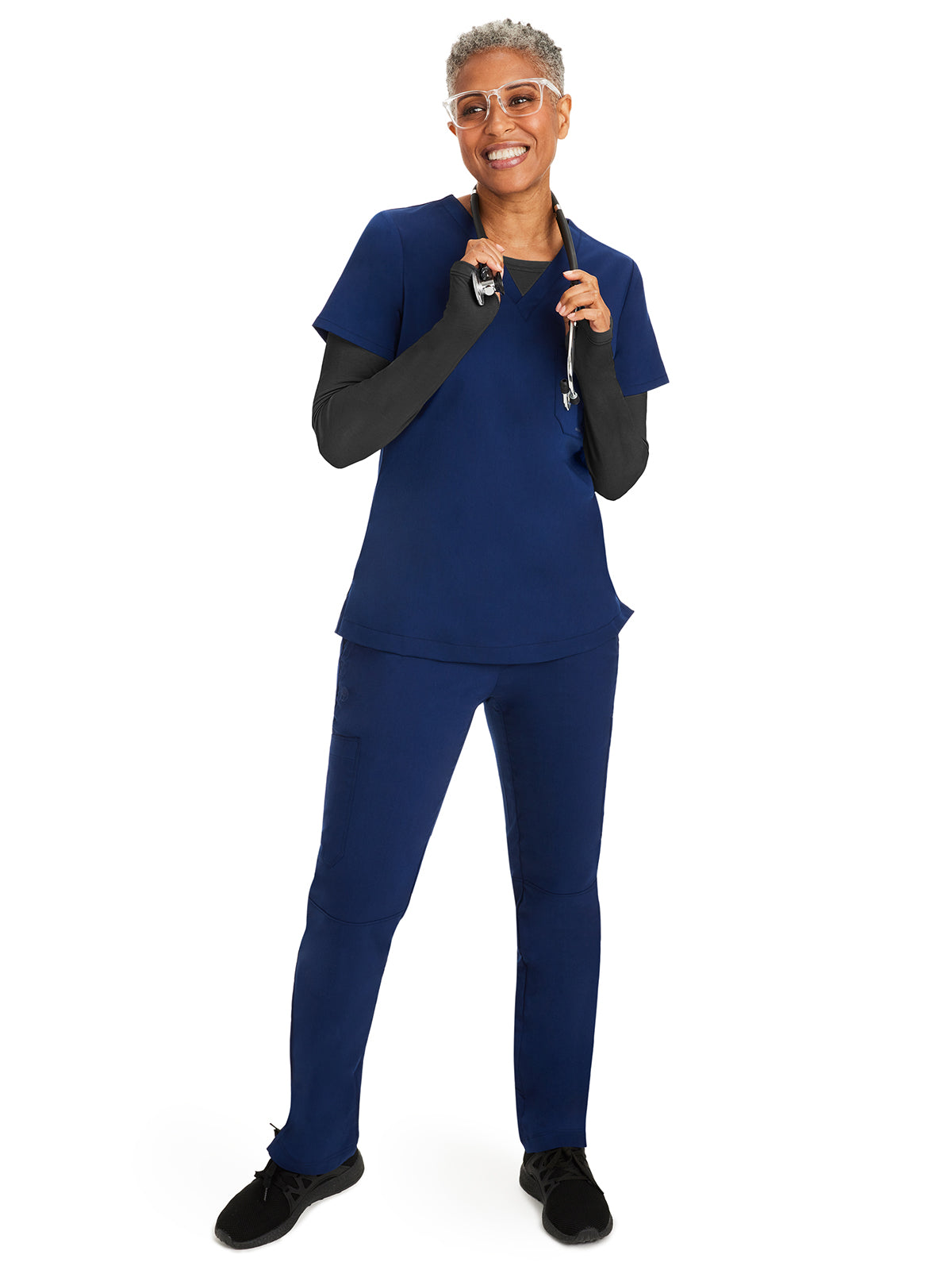 Women's Pocketless Mackenzie Crew Neck Underscrub Tee - 5051 - Black
