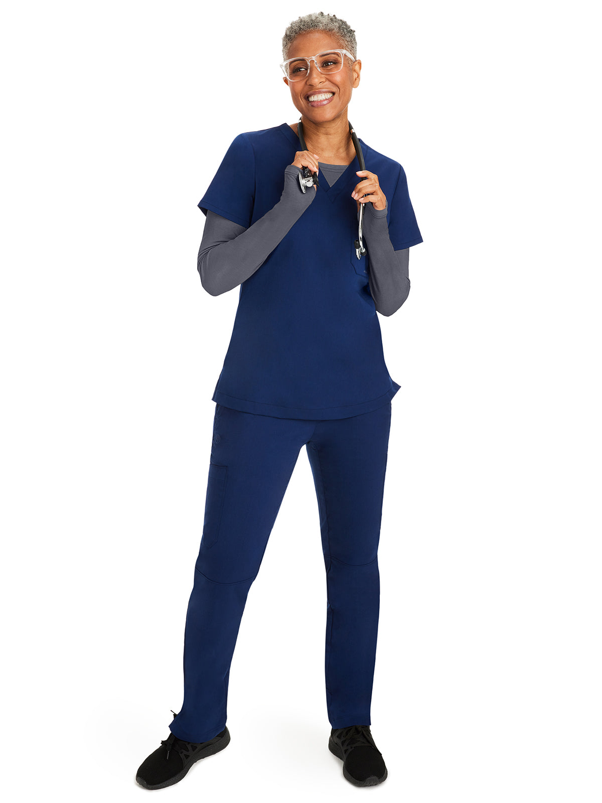 Women's Pocketless Mackenzie Crew Neck Underscrub Tee - 5051 - Pewter