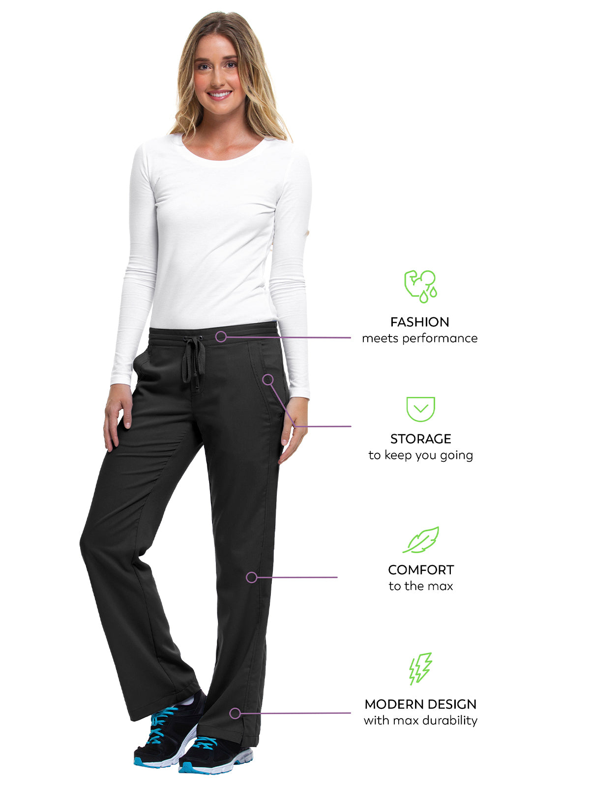 Women's 2-Pocket Taylor Flat Front Pant - 9095 - Black