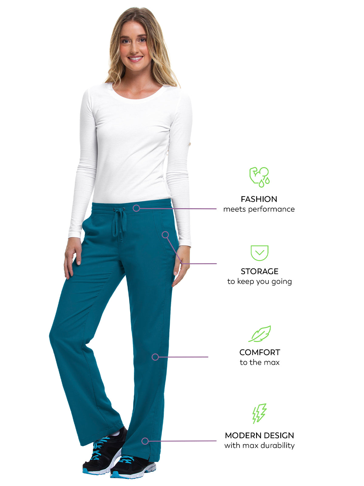 Women's 2-Pocket Taylor Flat Front Pant - 9095 - Caribbean