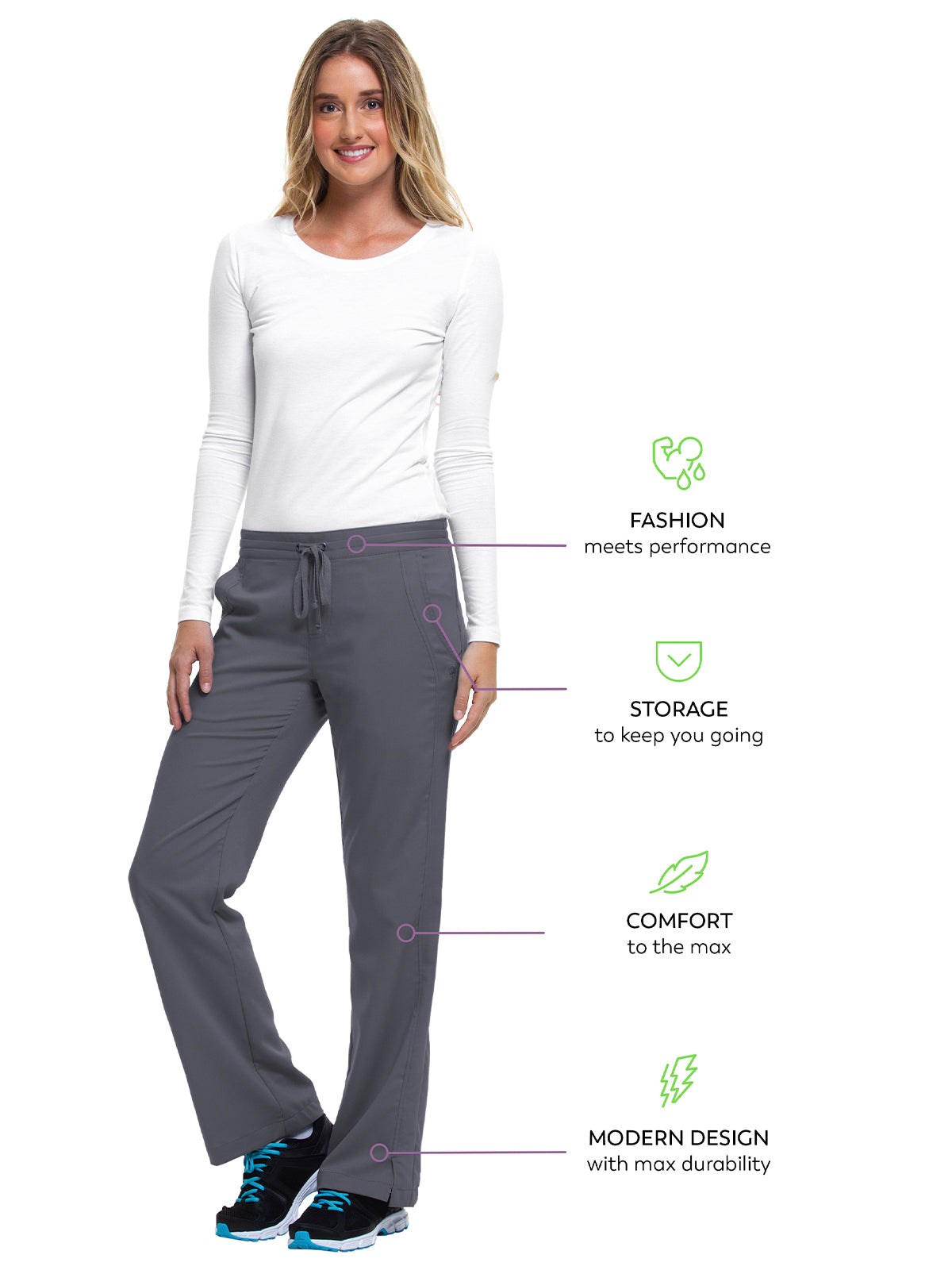 Women's 2-Pocket Taylor Flat Front Pant - 9095 - Pewter