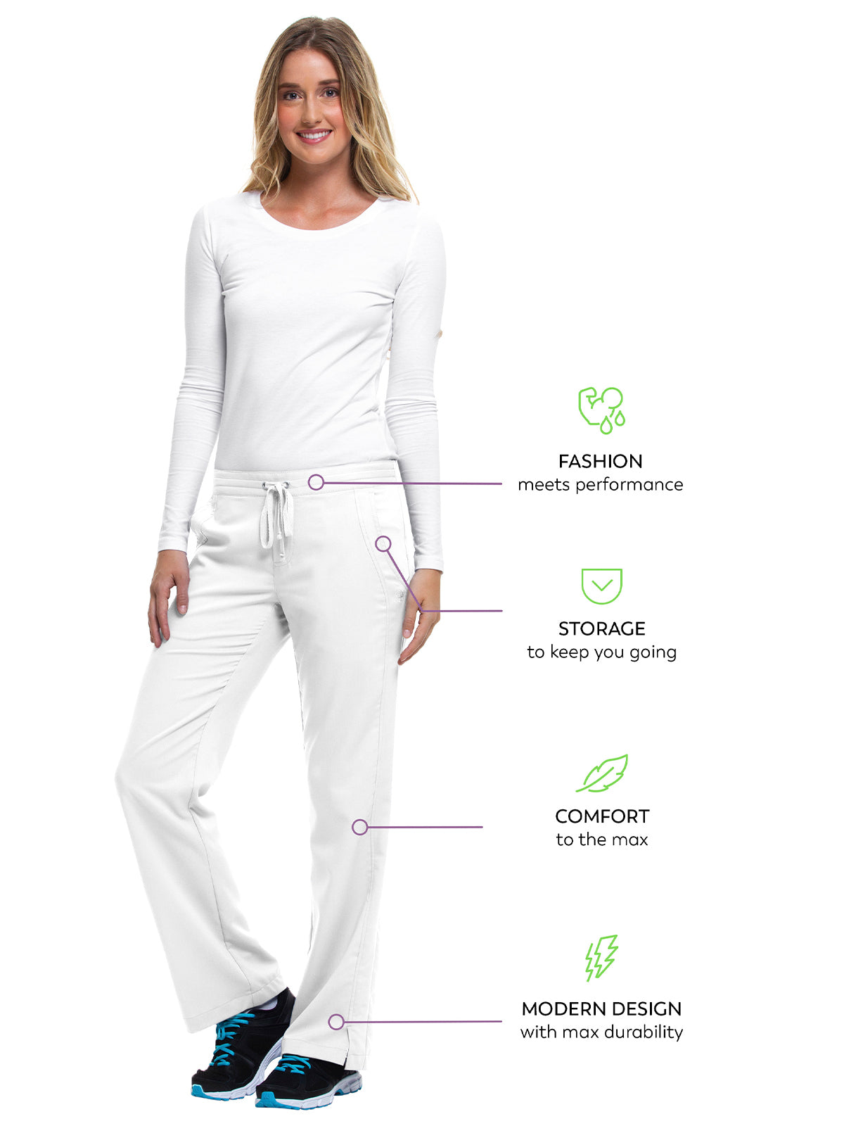 Women's 2-Pocket Taylor Flat Front Pant - 9095 - White