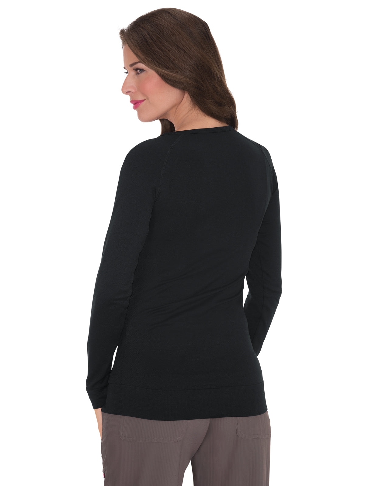 Women's Stretch Long-Sleeve Seamless Knit Divine Underscrub Tee - 315 - Black