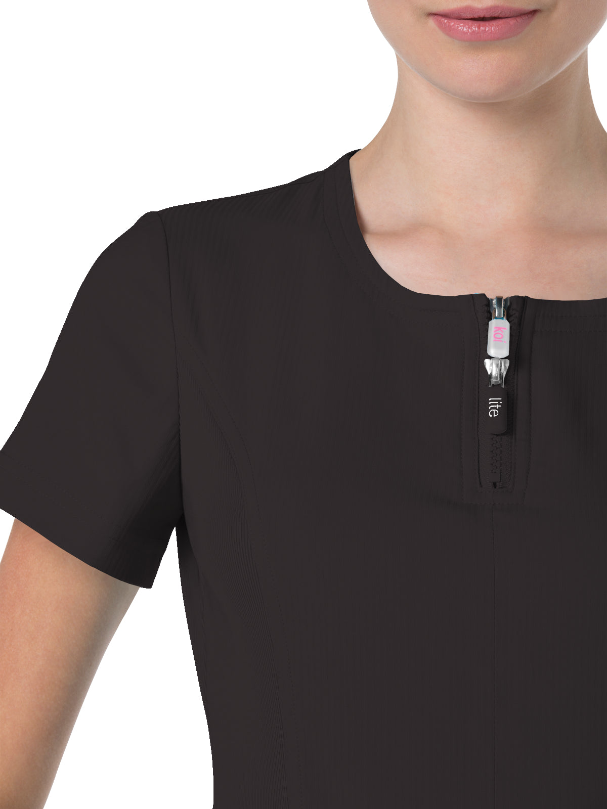 Women's 4-Pocket Zipper Neck Serenity Top - 317 - Black