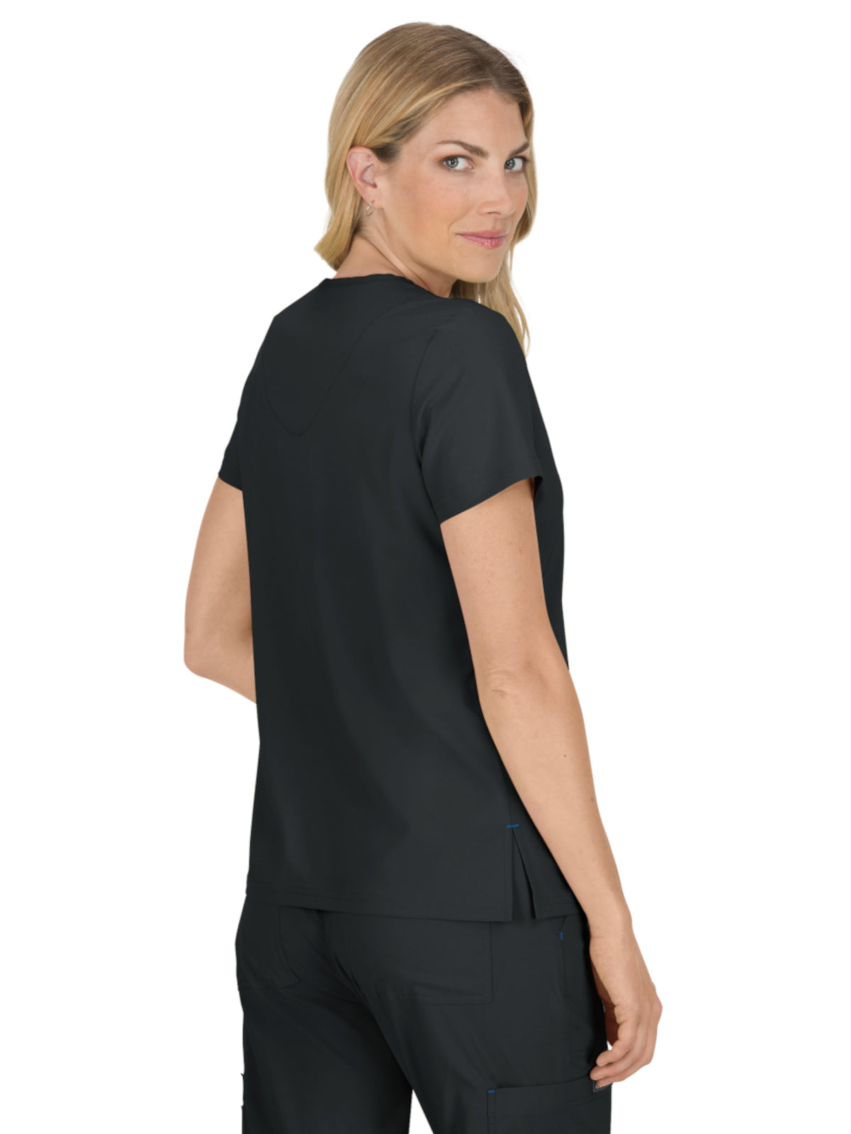 Women's 4-Pocket Stretch V-Neck Becca Top - 373 - Black