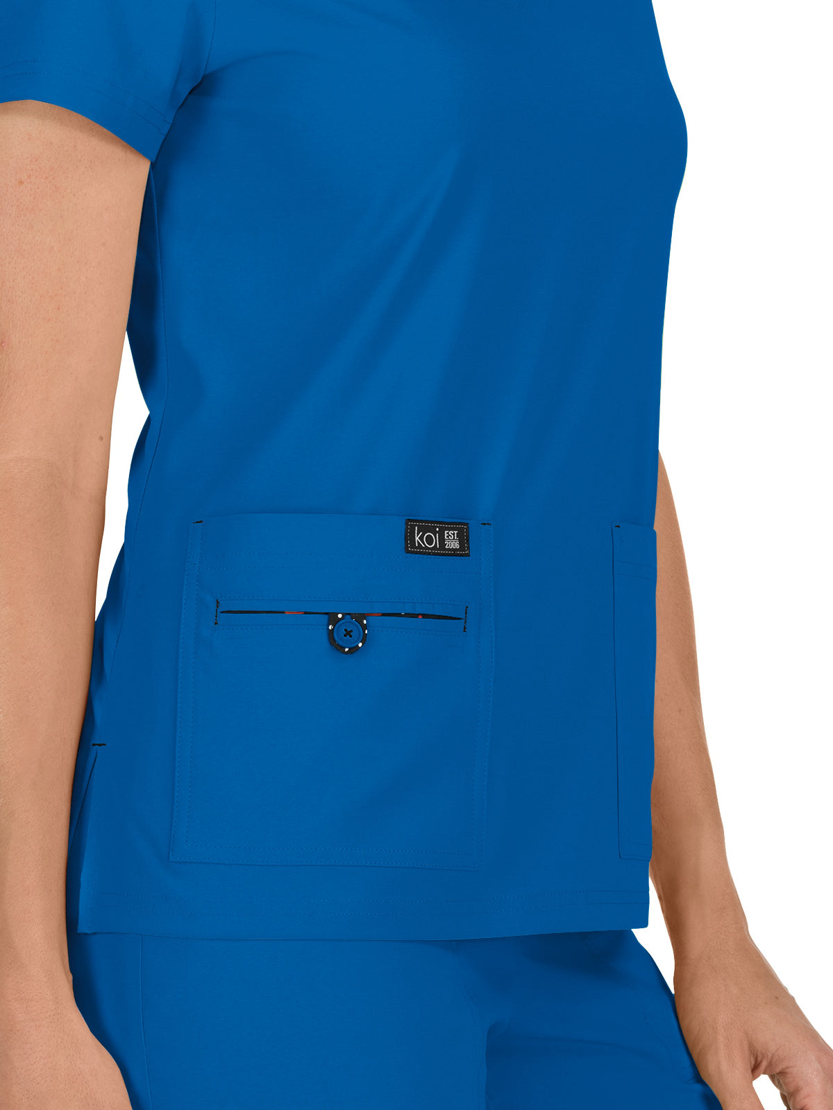 Women's 4-Pocket Stretch V-Neck Becca Top - 373 - Royal Blue