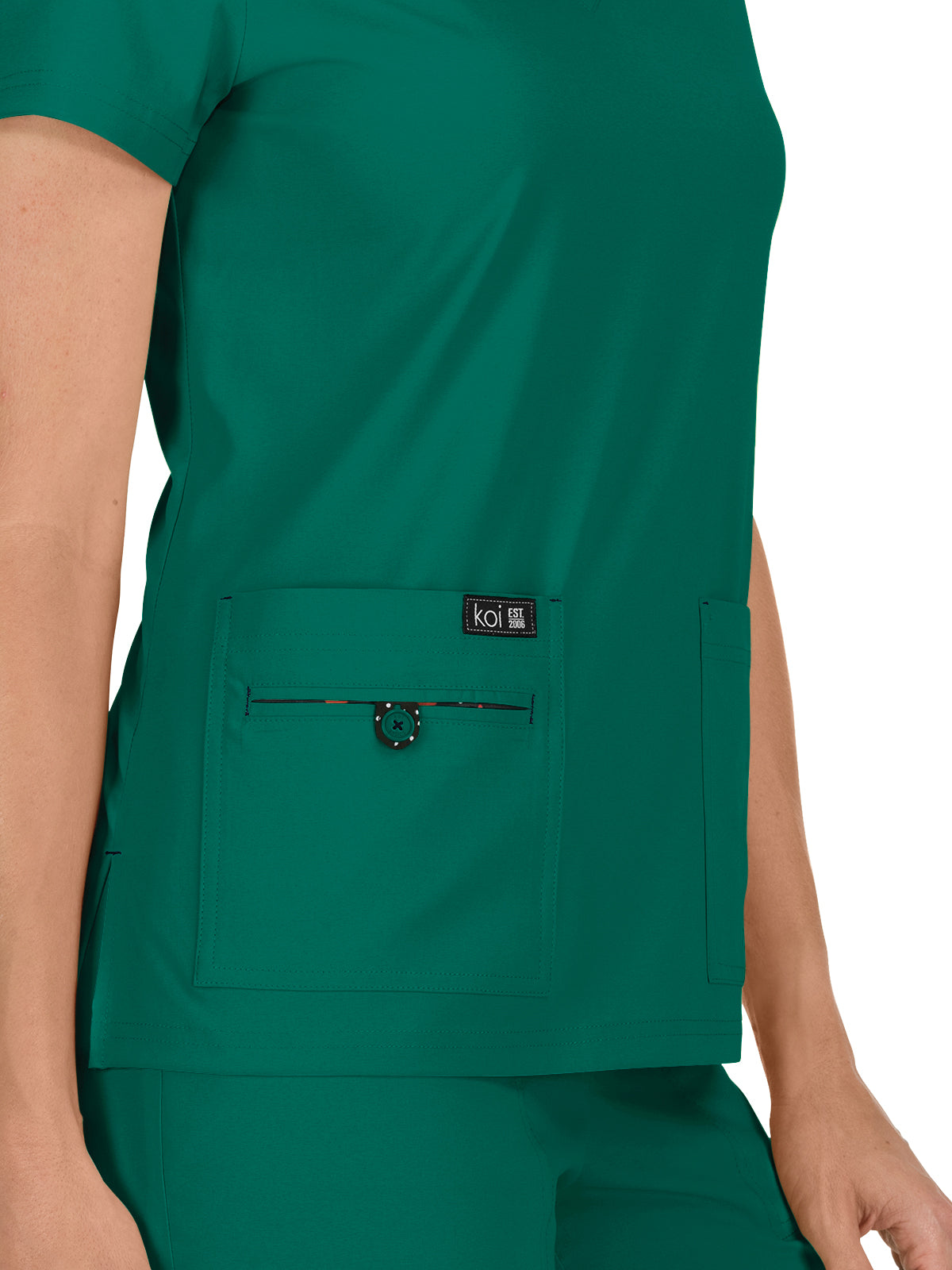 Women's 4-Pocket Stretch V-Neck Becca Top - 373 - Hunter