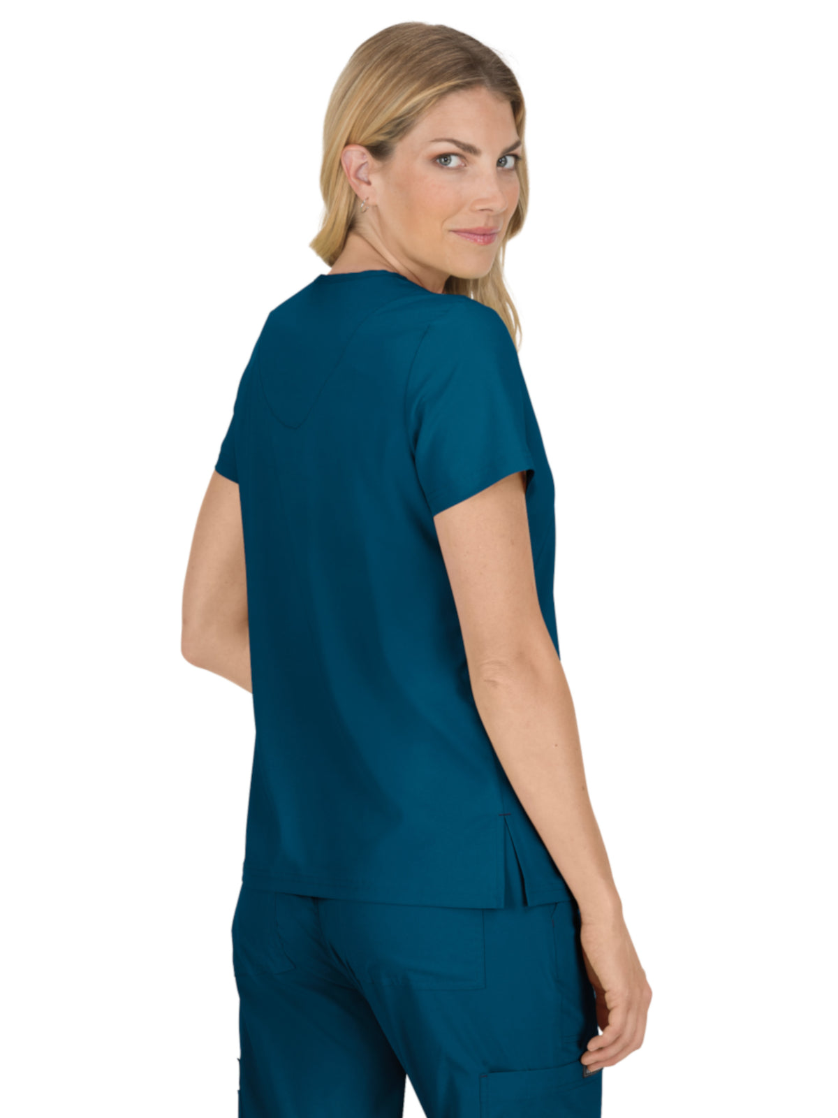 Women's 4-Pocket Stretch V-Neck Becca Top - 373 - Caribbean
