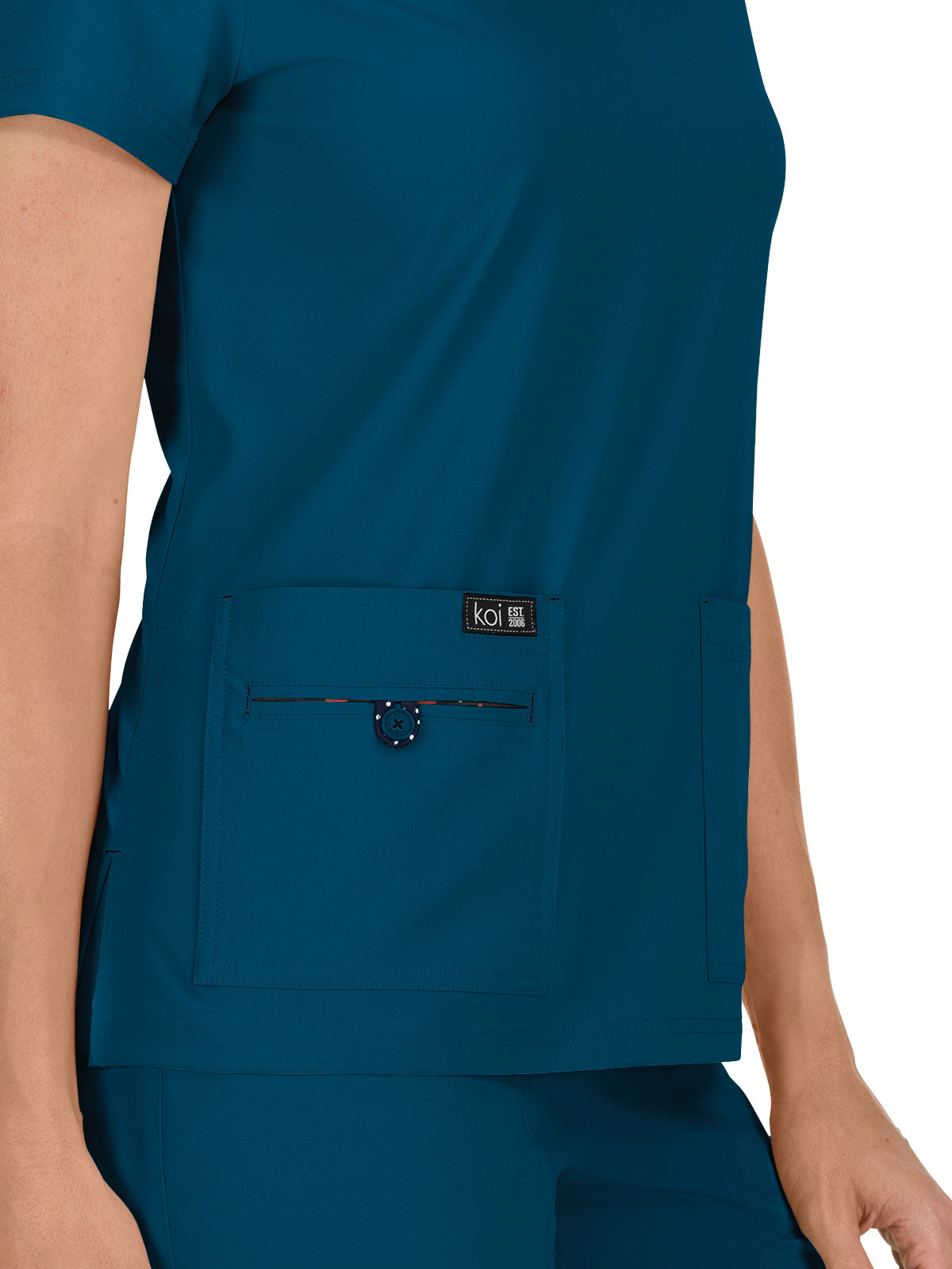 Women's 4-Pocket Stretch V-Neck Becca Top - 373 - Caribbean