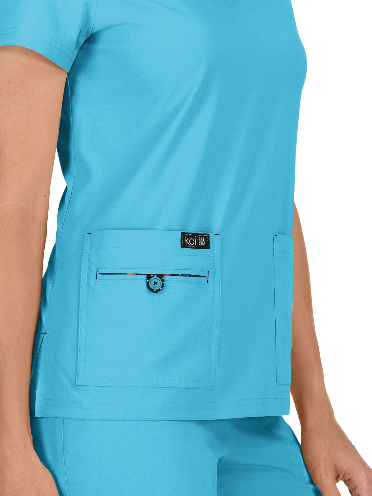 Women's 4-Pocket Stretch V-Neck Becca Top - 373 - Electric Blue
