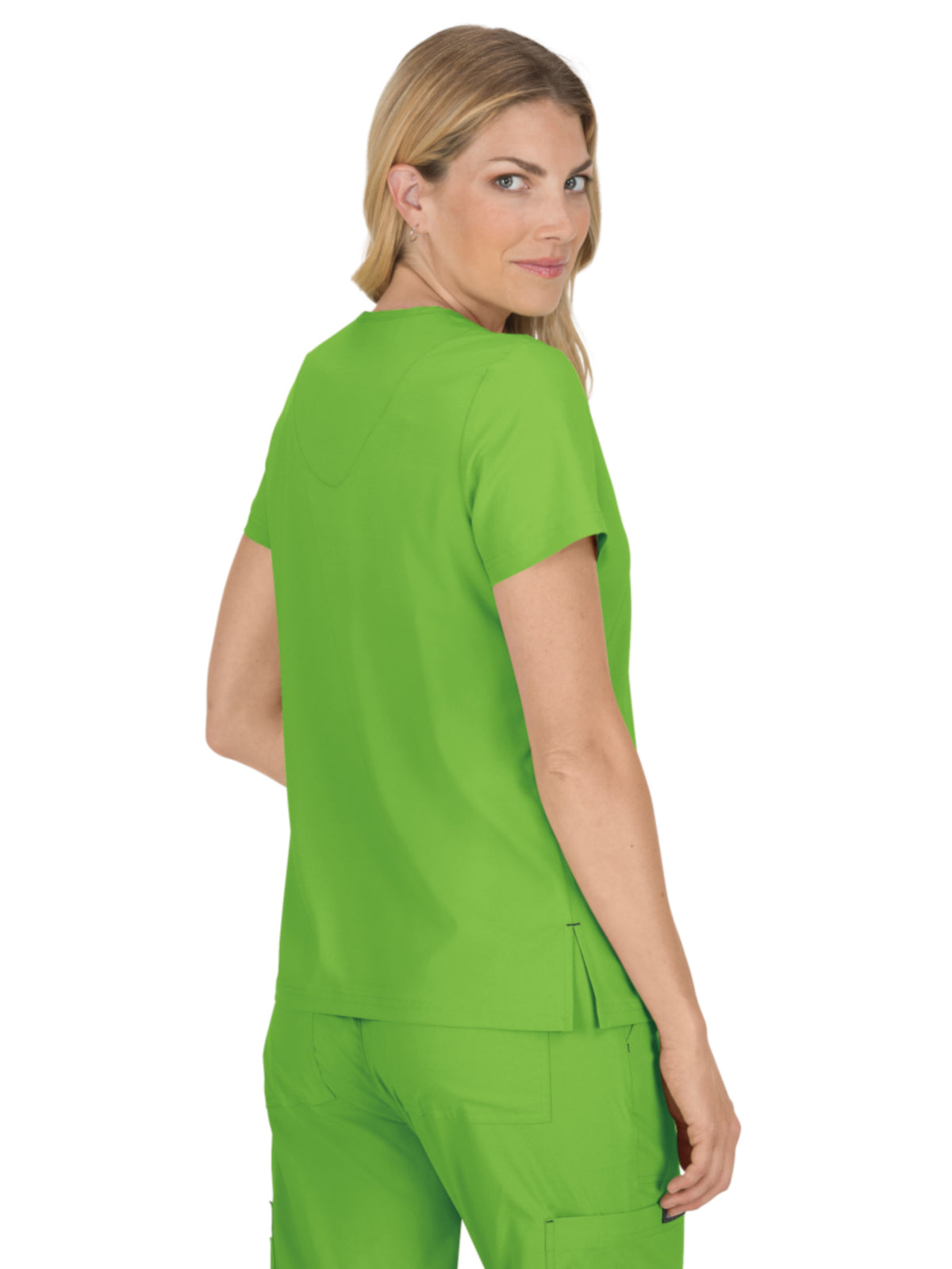 Women's 4-Pocket Stretch V-Neck Becca Top - 373 - Green Tea